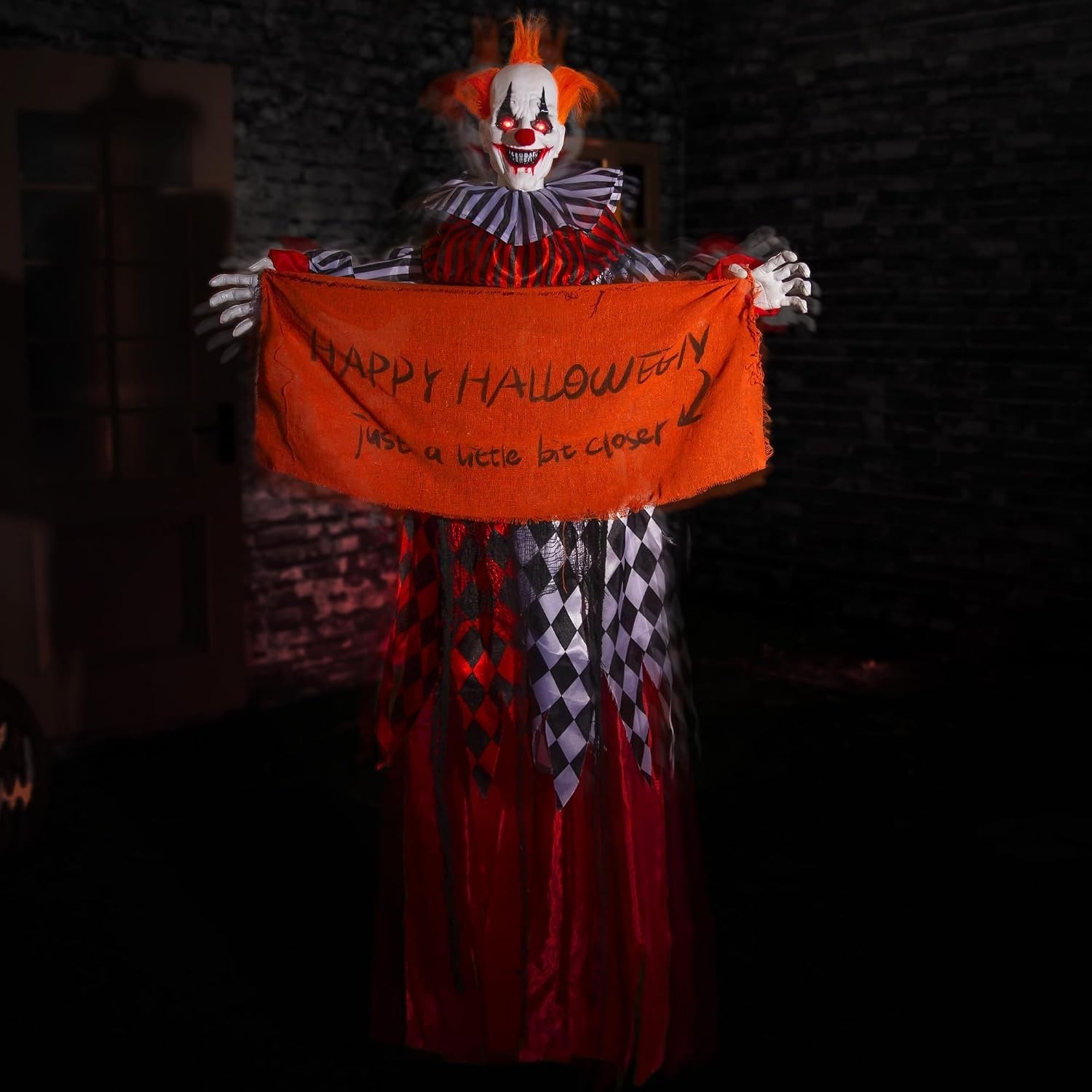 Halloween Animatronics 5ft Hanging Clown,60inch Floating Animated Clown Decora..