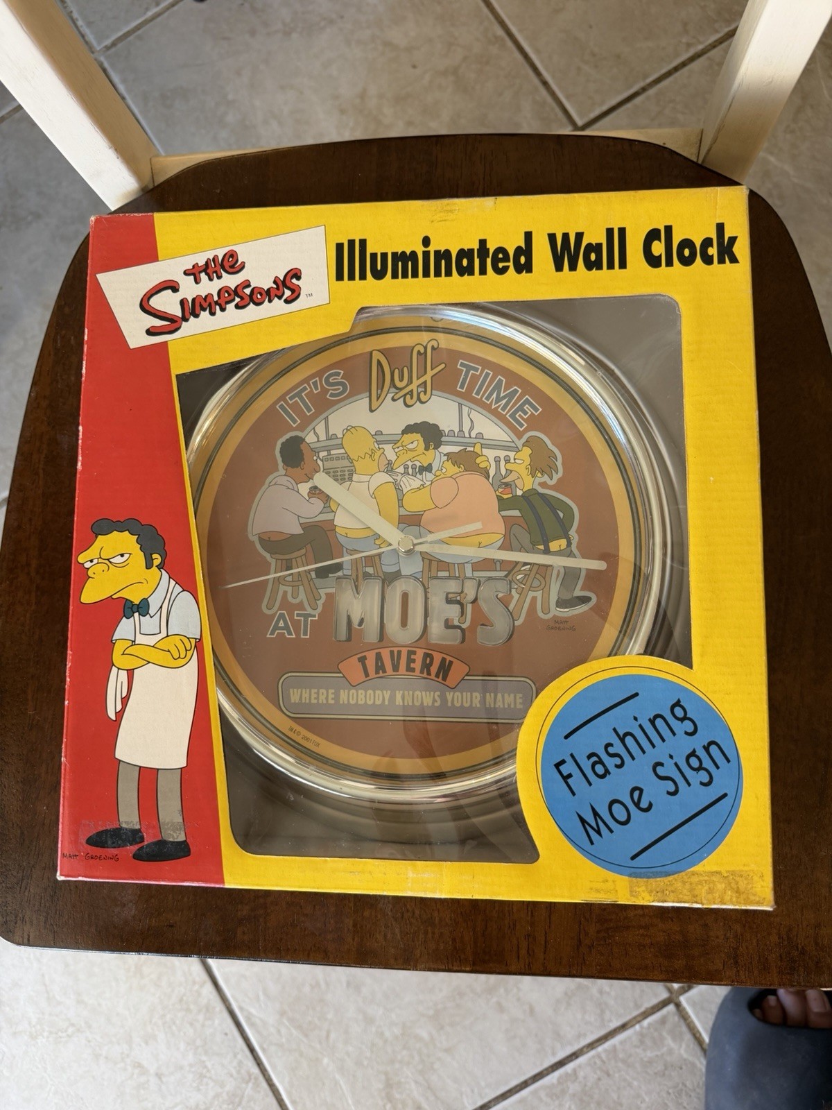 The Simpsons - It's Duff Time At Moe's Tavern 2002 Wall Clock NEW IN BOX