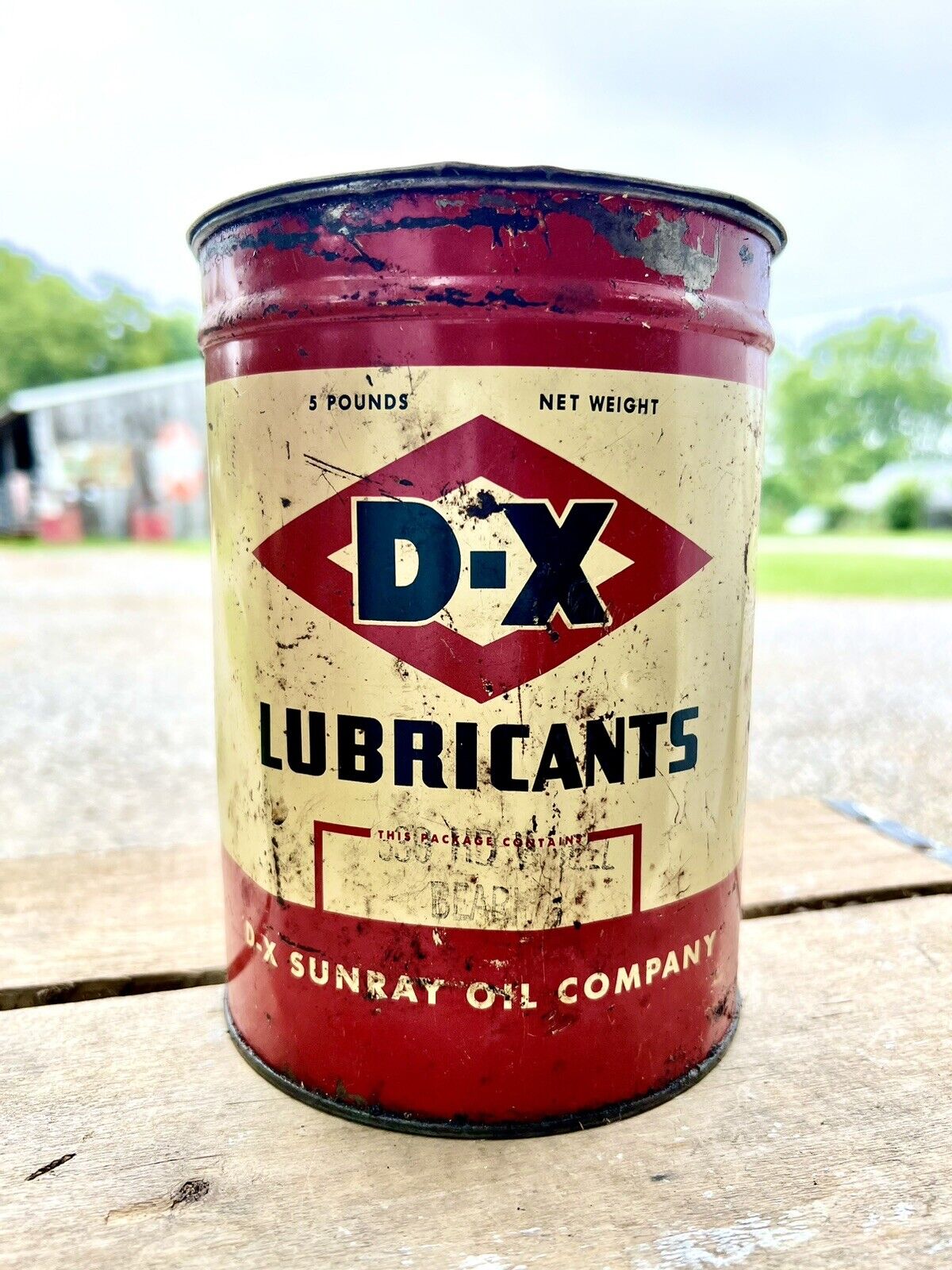 VINTAGE 1930'S DIAMOND DX 5 LB Lubricants Wheel Bearing Grease Can EMPTY