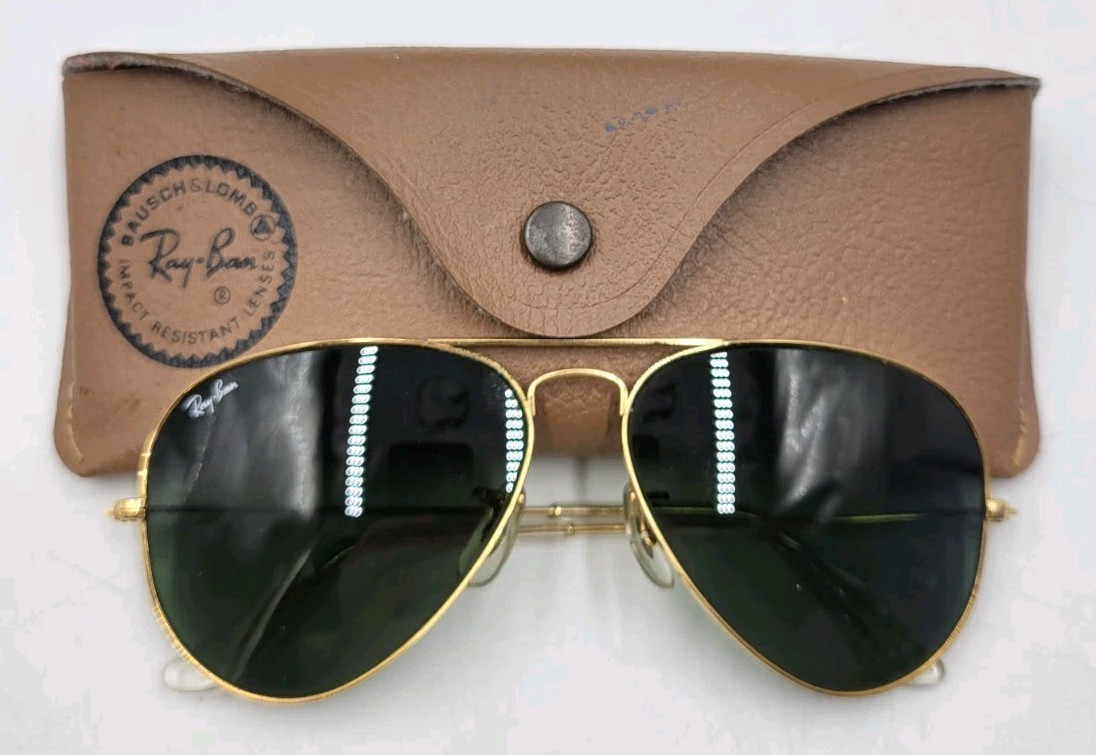 Vintage B&L Bausch Lomb Ray Ban Aviator Gold Tone 62-14 62mm & CASE