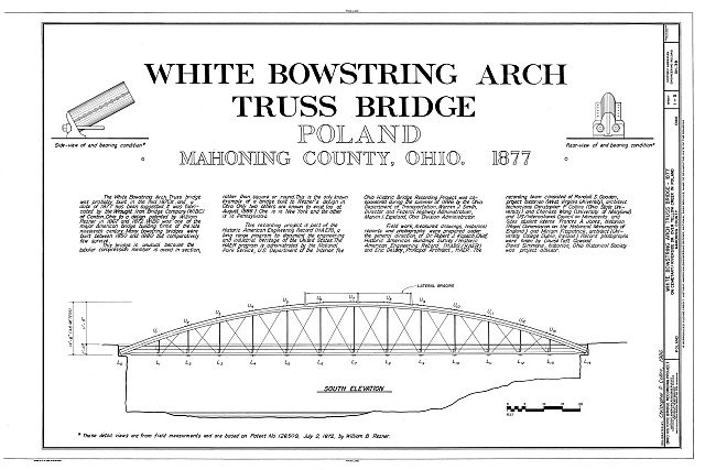 Photo:Poland Ohio 1877 White Bowstring Arch Truss Bridge Engineering Plan