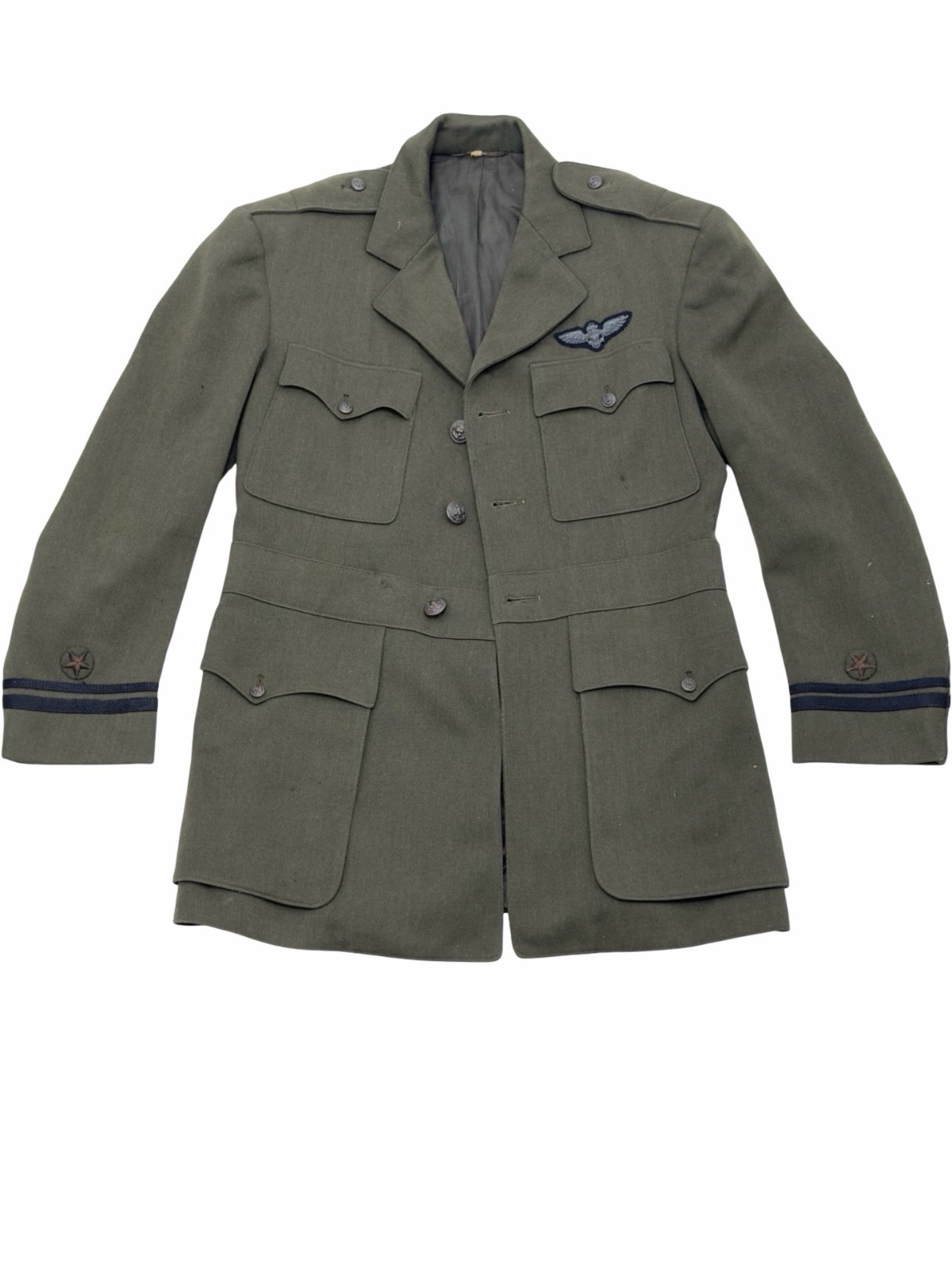 WWII 1943 US Navy Lieutenant Aviation Green Jacket Bullion Wings S.W. Rice