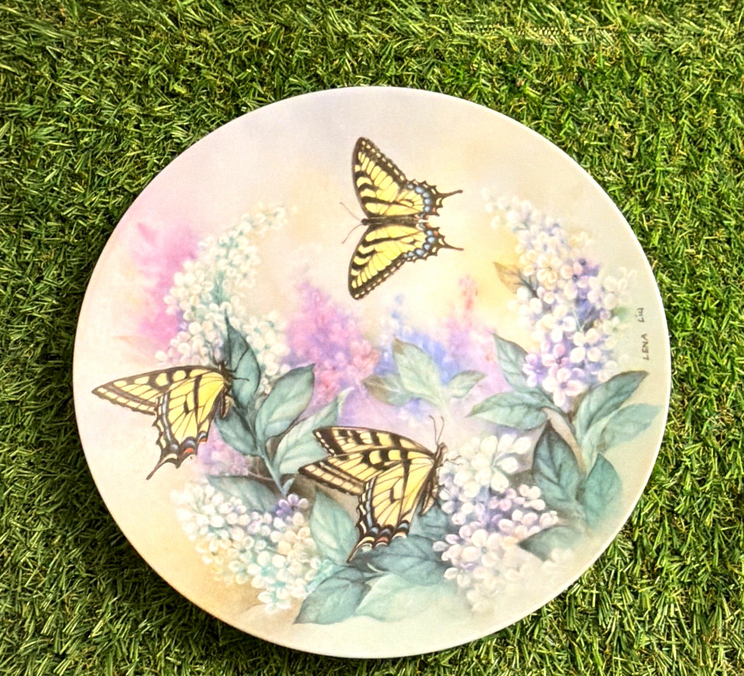 Western Tiger Swallowtails Plate by Lena Liu-1988 - W. L. George Fine China COA