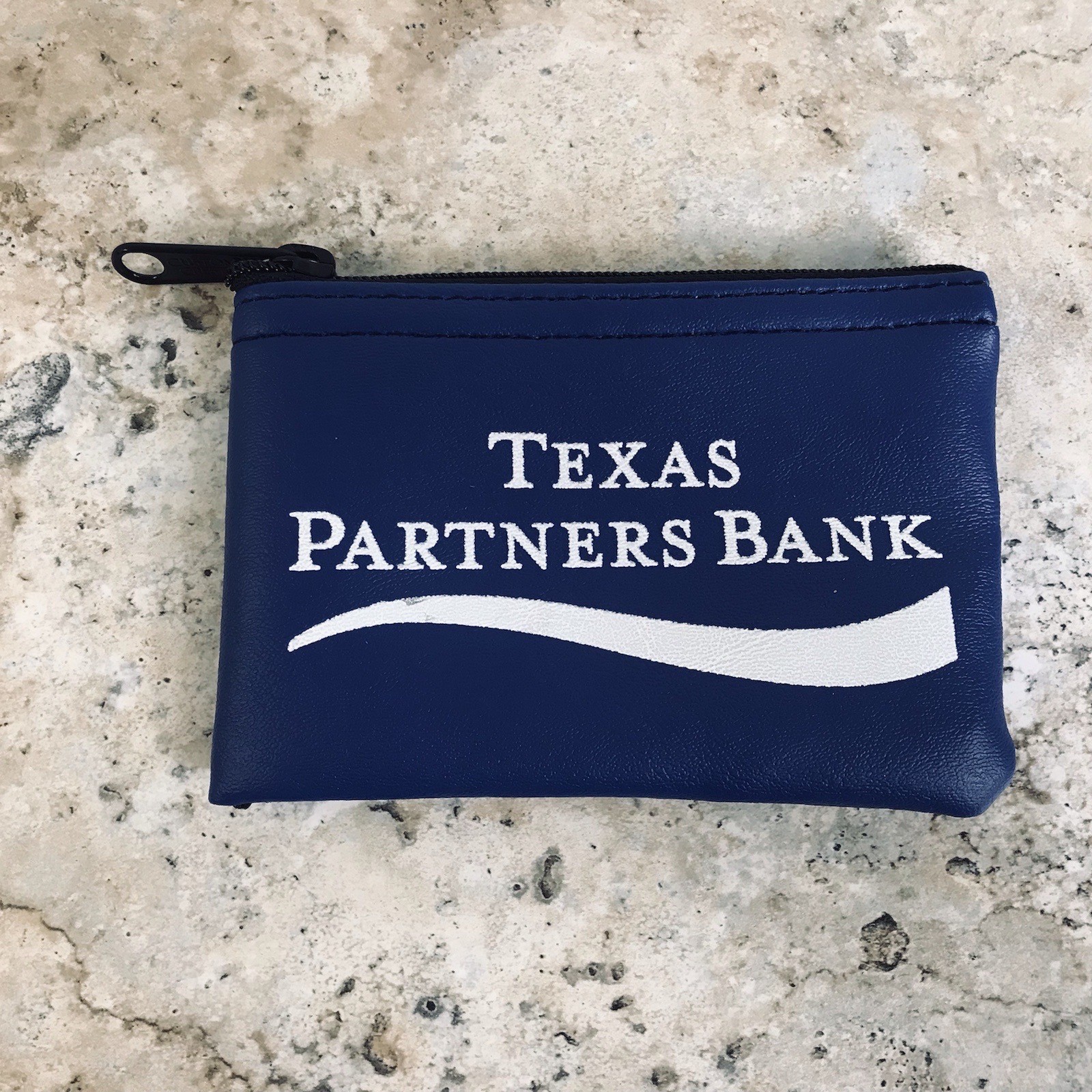 VINTAGE TEXAS PARTNERS BANK SMALL ZIPPER BANK DEPOSIT COIN BAG