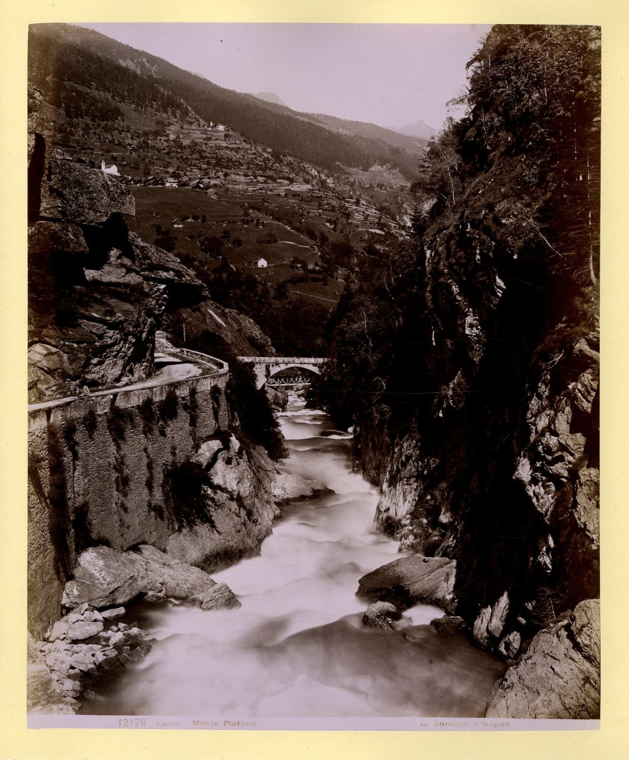 Switzerland, Faido vintage albumen print.le Mont Plotin albumen print 20x25 