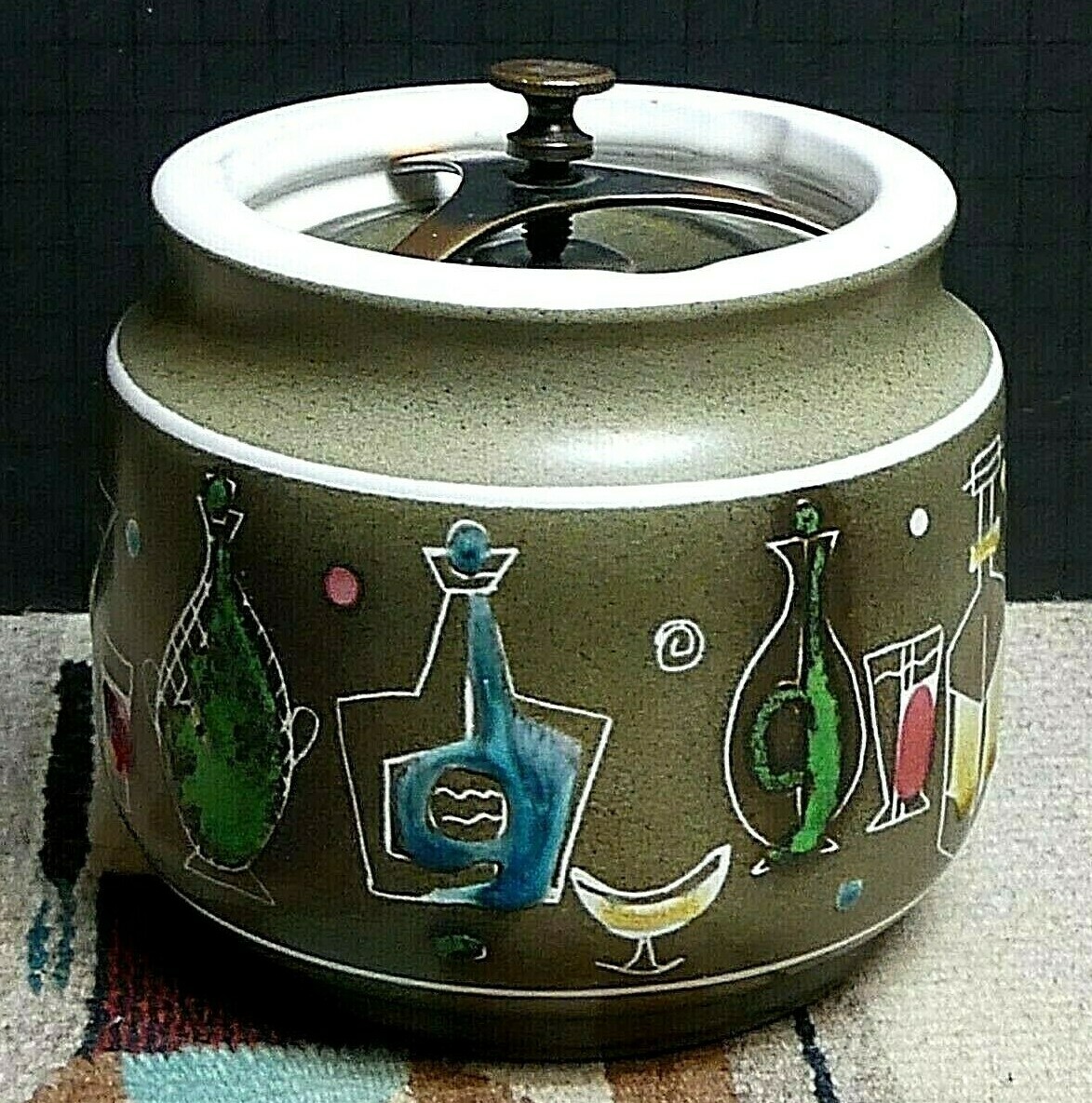 Fabulous Mid-Century Denby Cross Keys England Screw-Top Ceramic Humidor WOW