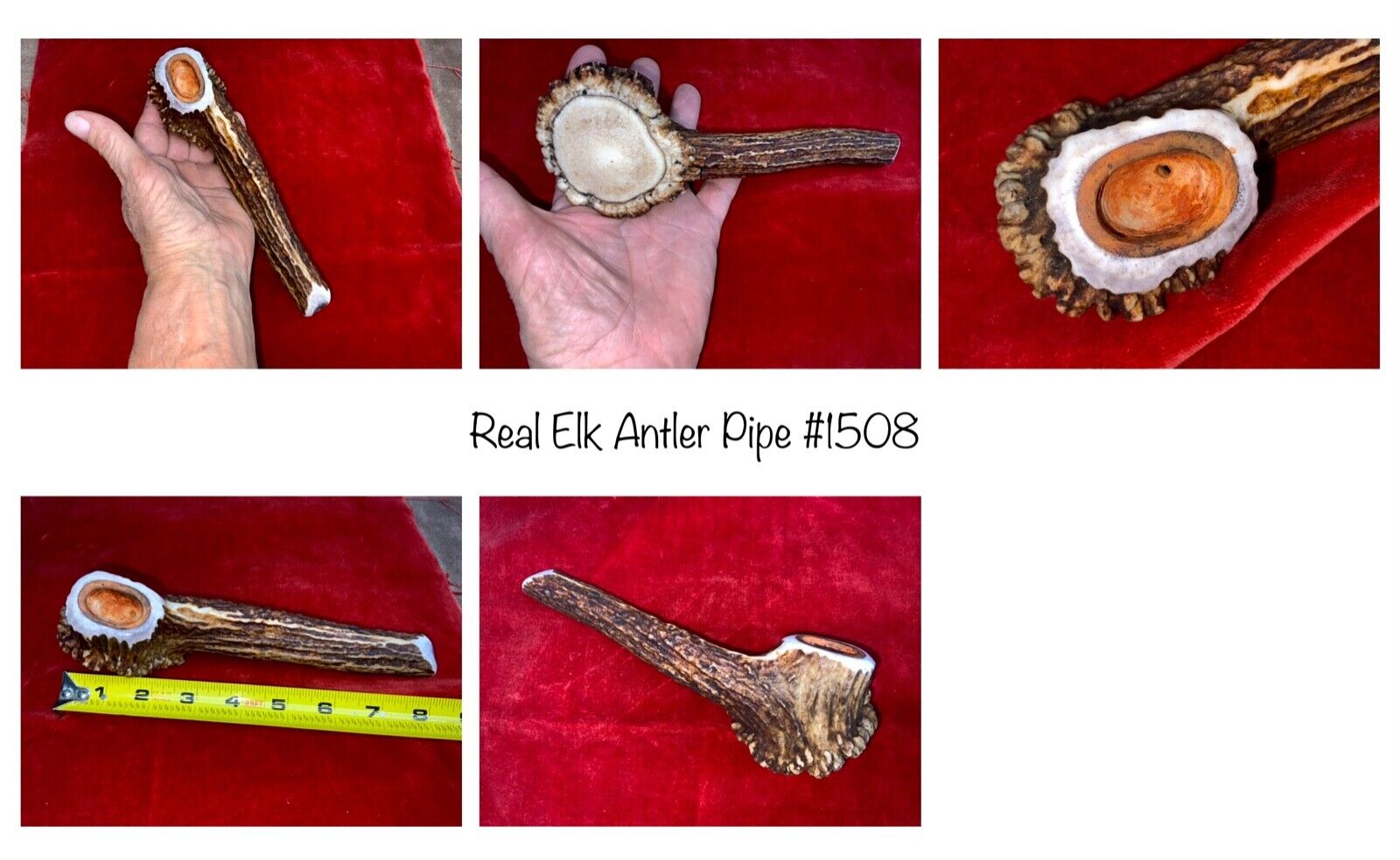 #1508 Real Elk Antler smoking pipe 