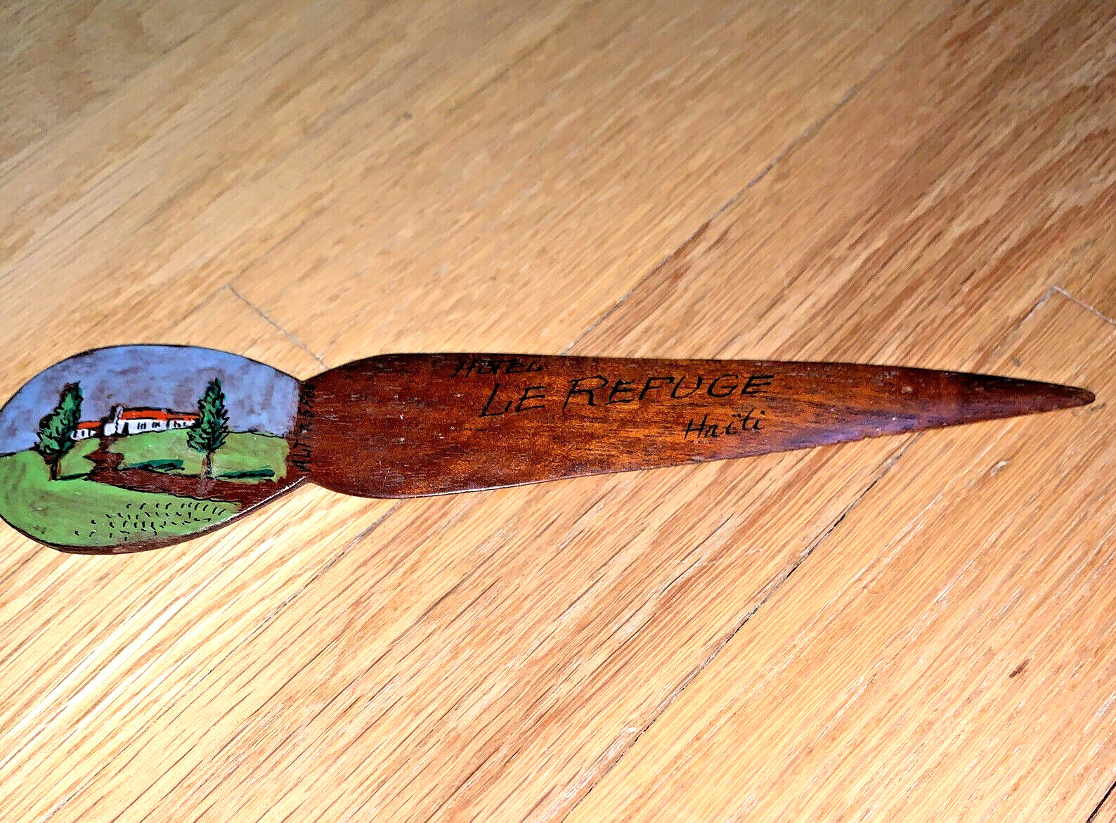 Vintage HAITI HOTEL LE REFUGE Hand Painted LETTER OPENER