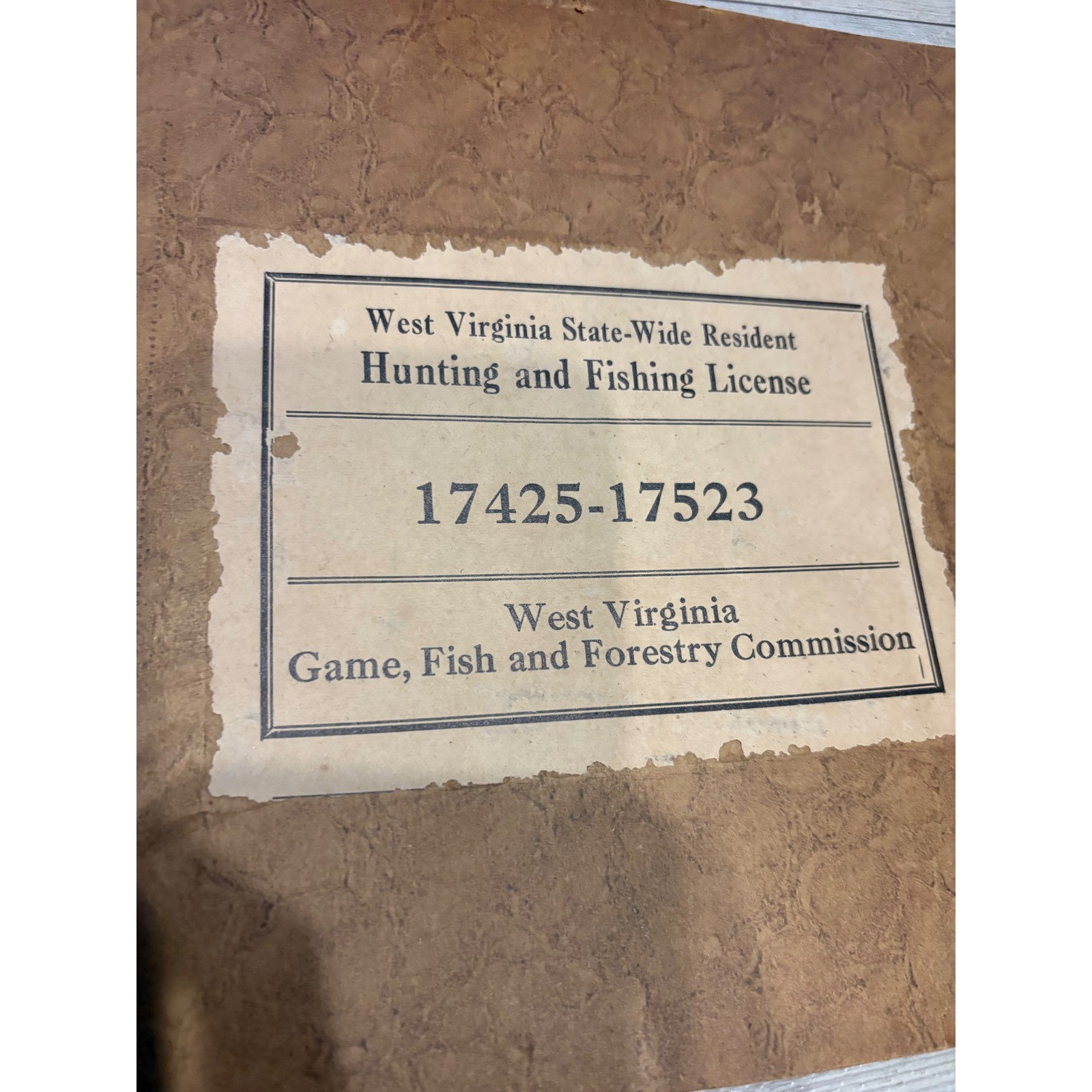 Vintage West Virginia Hunting and Fishing License Game Fish Forestry Commission Vintage West Virginia Hunting and Fishing License Game Fish Forestry Commission