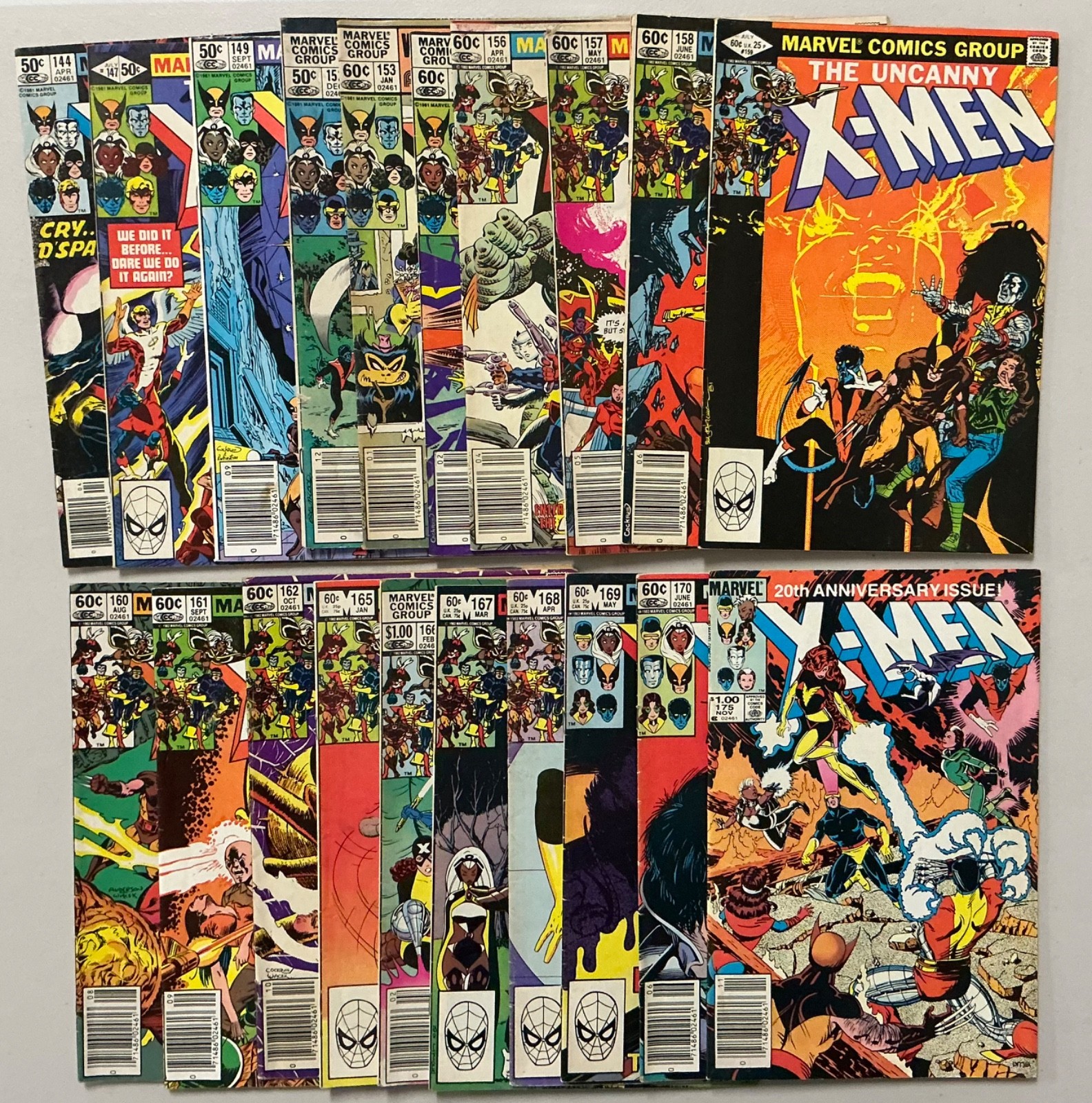 UNCANNY X-MEN LOT of 20 different between #144-175 1981 Marvel (1361)