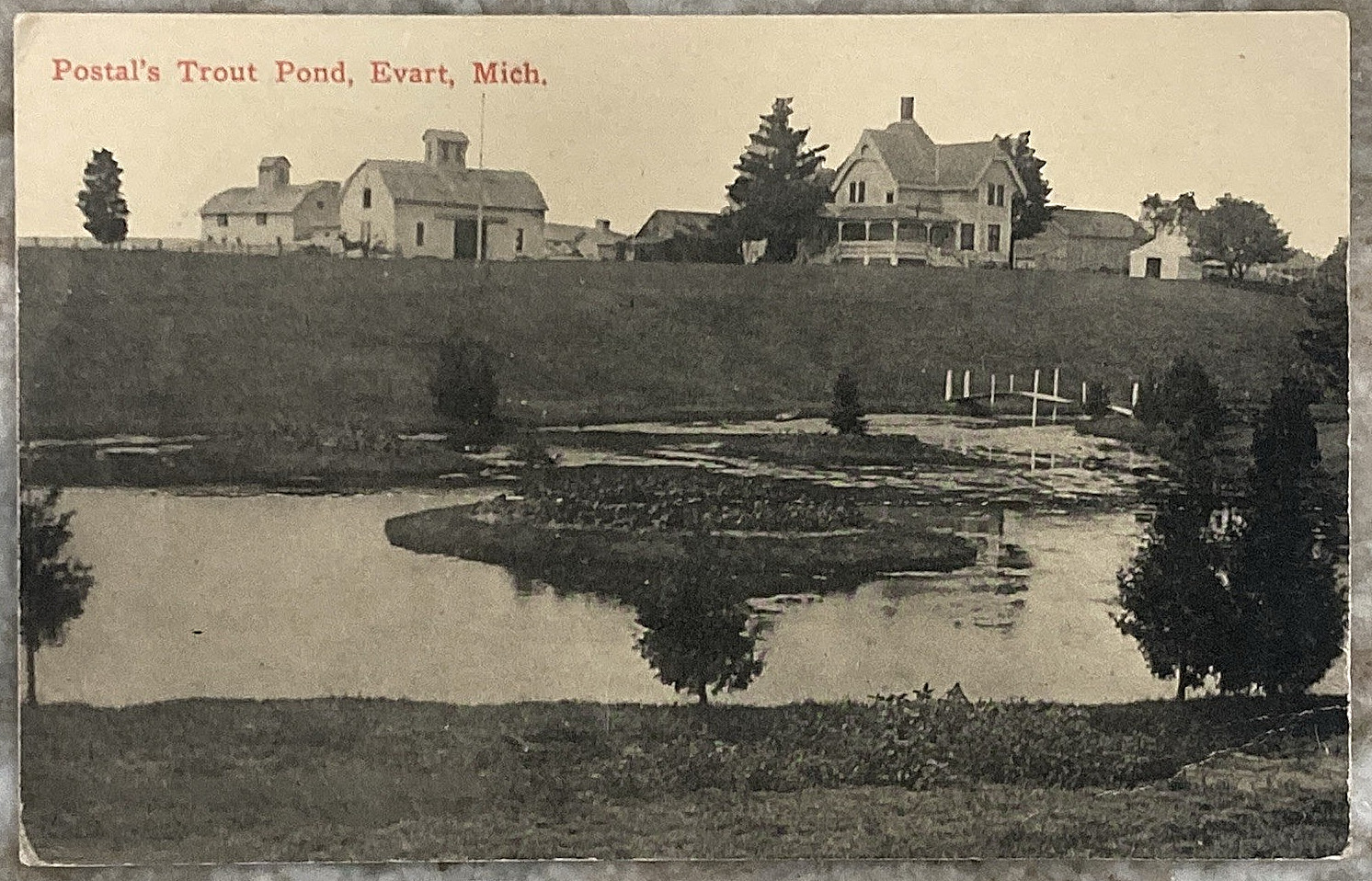 Postal\'s Trout Pond Evart Michigan 1918 DB Postcard B862 Postal\'s Trout Pond Evart Michigan 1918 DB Postcard B862