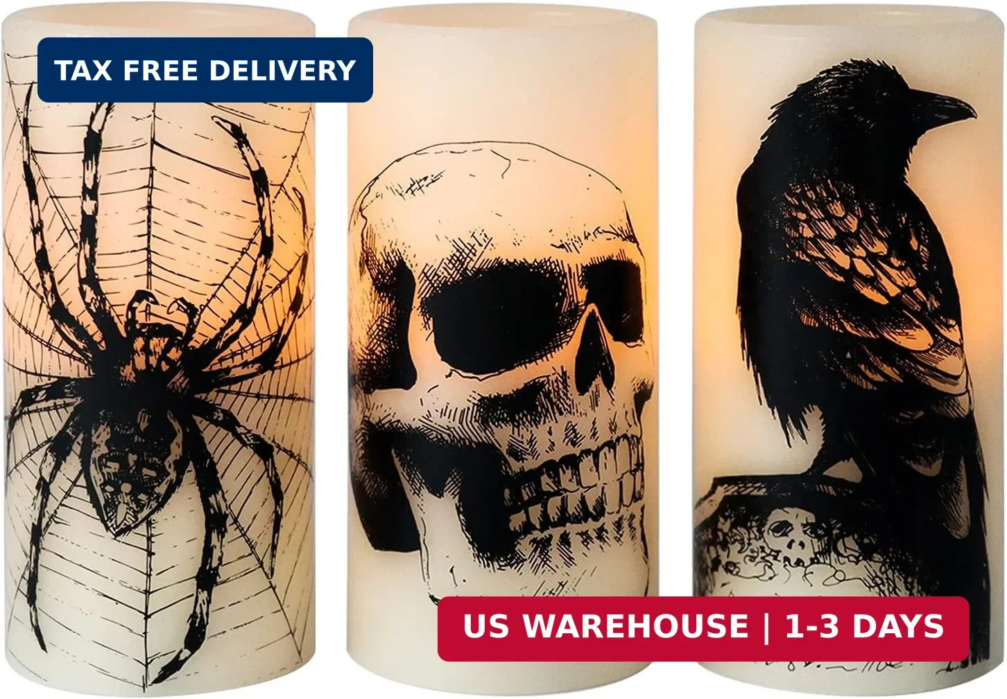 Eldnacele Skull Halloween Flameless Candles Battery Operated with 6H Timer Eldnacele Skull Halloween Flameless Candles Battery Operated with 6H Timer