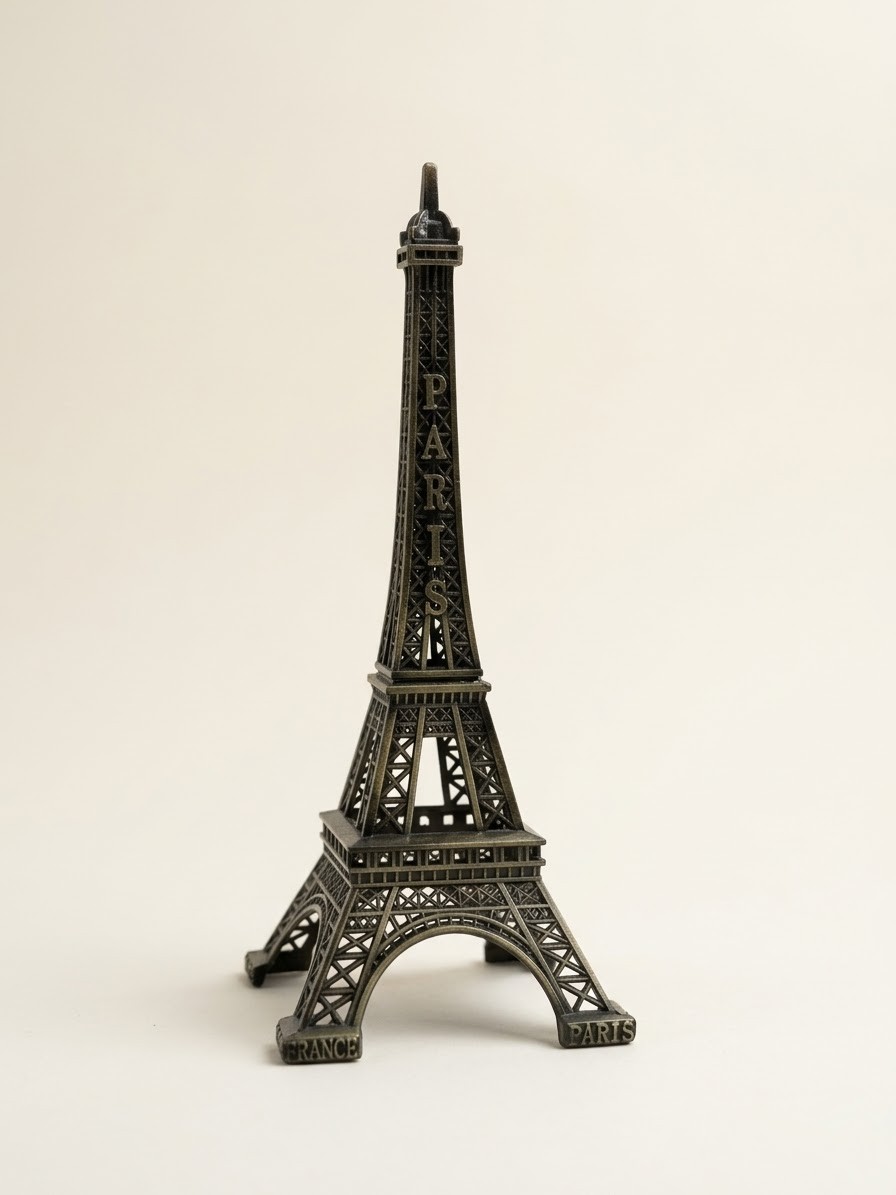 Vintage Metal Eiffel Tower Statue Paris Souvenir Figurine Bronze Home Decor