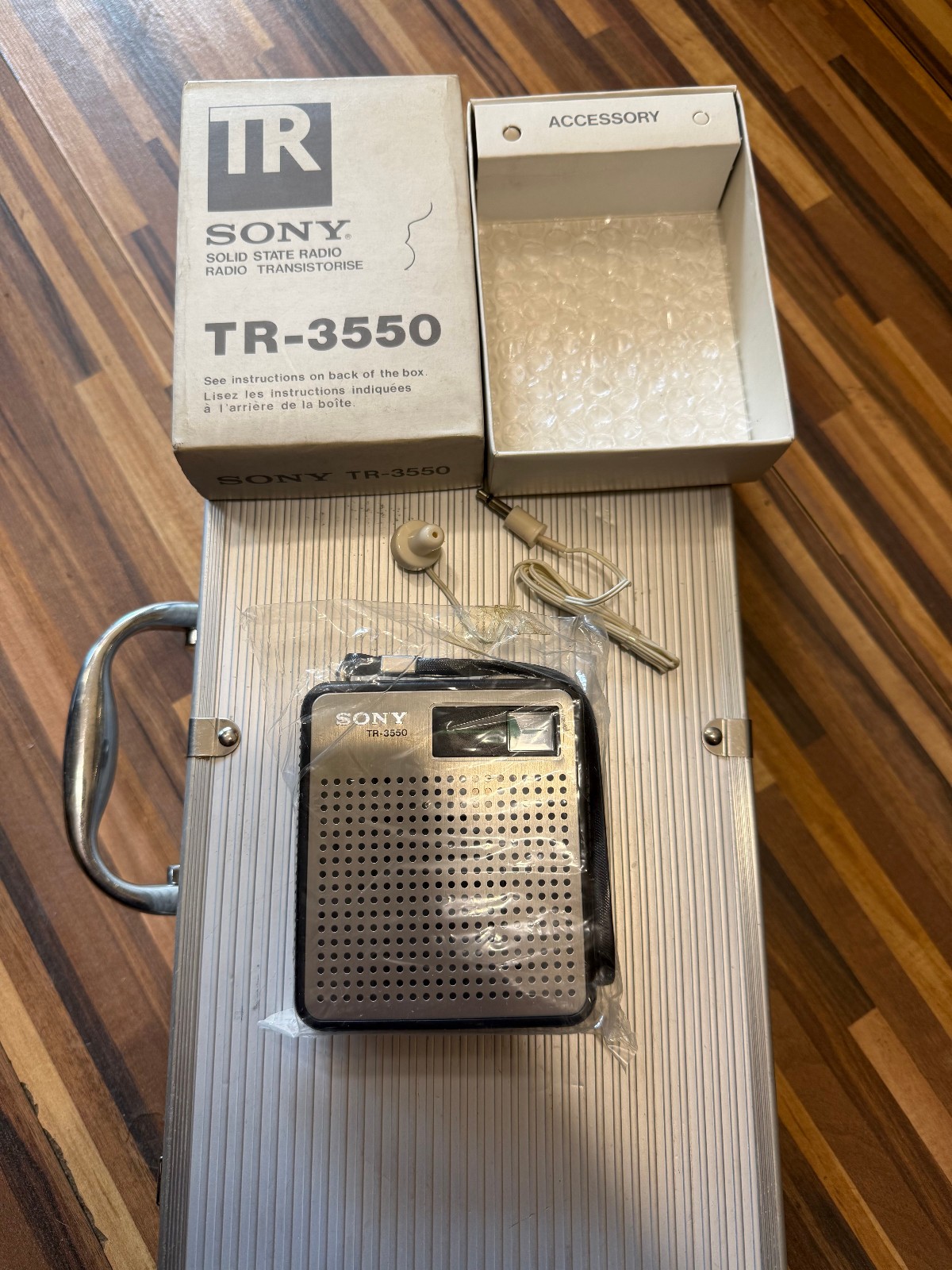 Vintage SONY TR-3550 Silver Transistor Radio Showa Era Rare Collectible new 60s