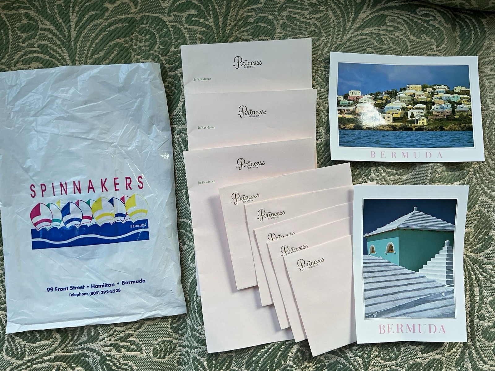 BERMUDA IMAGES HAMILTON, BERMUDA POSTCARD SET-PRINCESS HOTEL STATIONERY-GIFT BAG