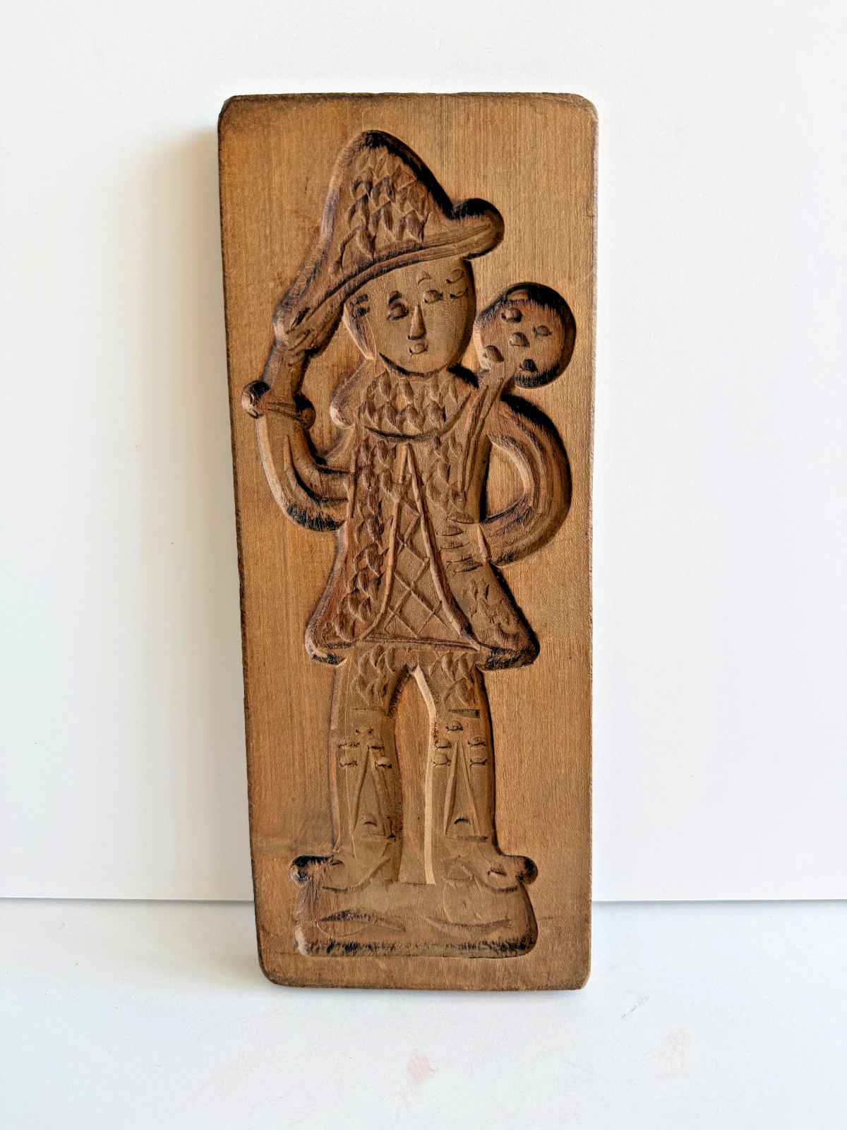Vintage Hand Carved Wood Folk Art Wall Plaque European Figure Rustic Decor Vintage Hand Carved Wood Folk Art Wall Plaque European Figure Rustic Decor