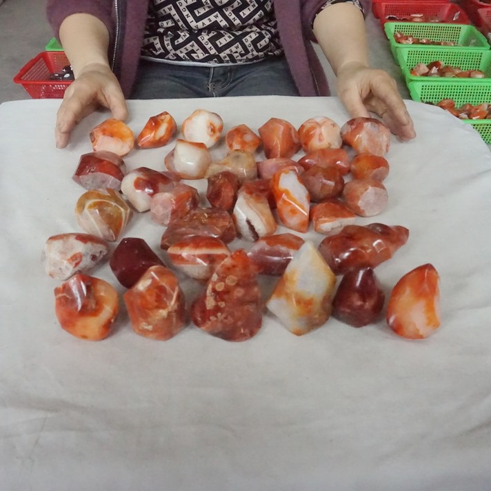 9.4LB 35Pcs Natural Red Carnelian Agate Crystal Flame Point Carved Healing