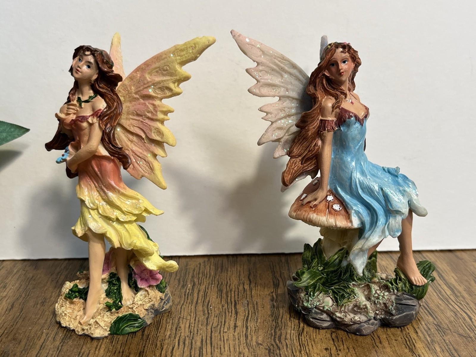 Fairy Figurines Set of 2  4” Tall Detailed Hand Painted Resin