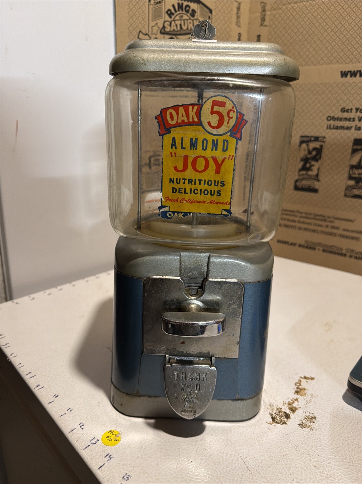 Vintage Almond Joy Gumball Machine with Glass Globe/keys Vintage Almond Joy Gumball Machine with Glass Globe/keys