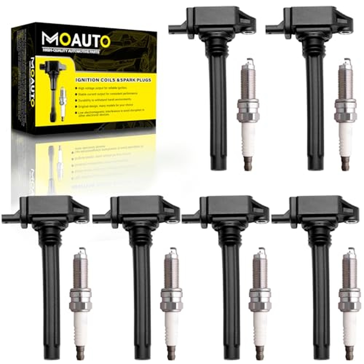 Set of 6 Ignition Coils Pack UF648 & 6 PCS Iridium Spark Plugs