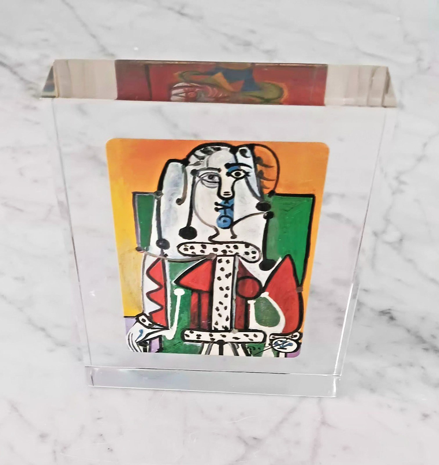 NEW Pablo Picasso 2 PICTURES In Clear Acrylic Paperweight  4.5