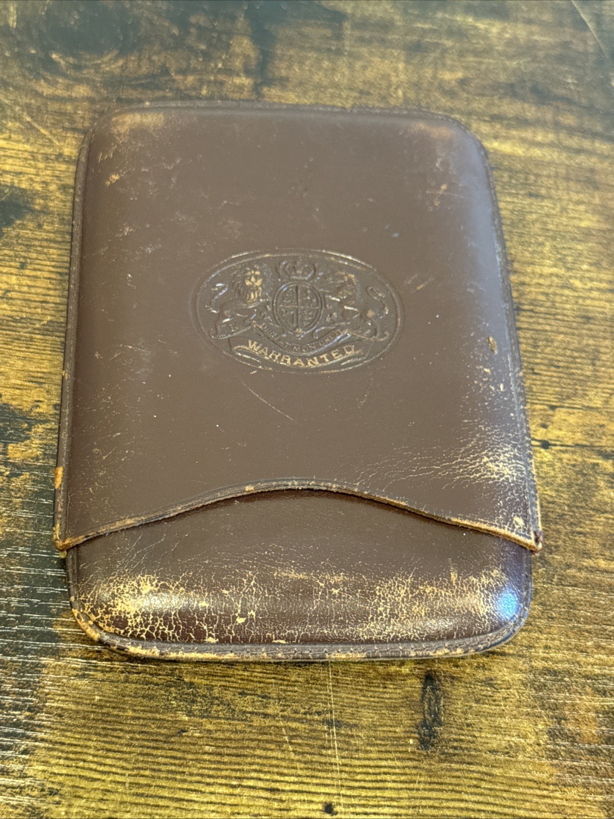 Antique Vintage Leather Cigar Case Dieu Et Mon Droit Crested Brown British Royal