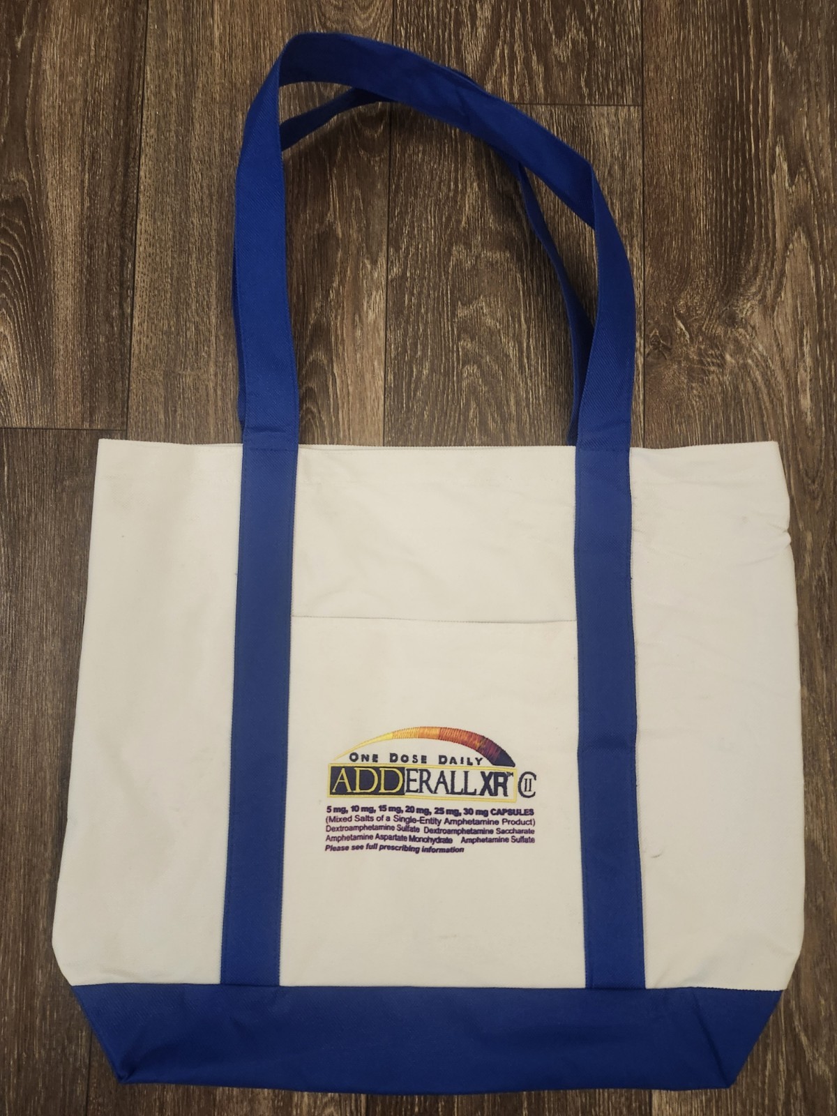 Vintage Rare Adderall XR Pharmaceutical Rep Doctor Tote Bag 2002 White Blue