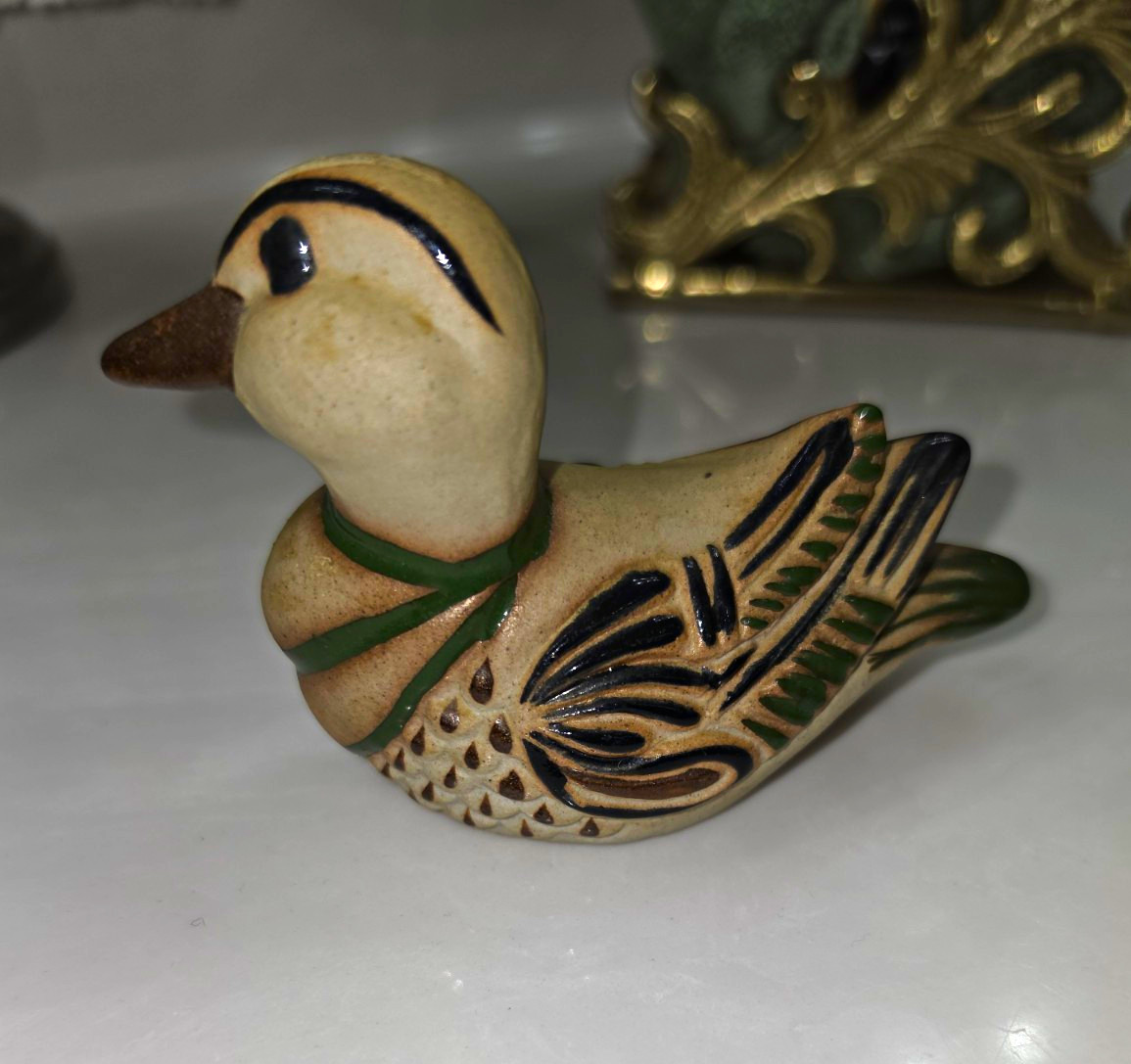 VTG Signed Tonala Mexican Folk Art Pottery Duck Vicman Master Hand Painted