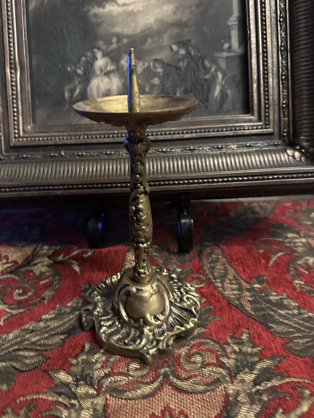 Antique French Elegant Pair of Bronze Candlesticks Louis XV Style 19th Century