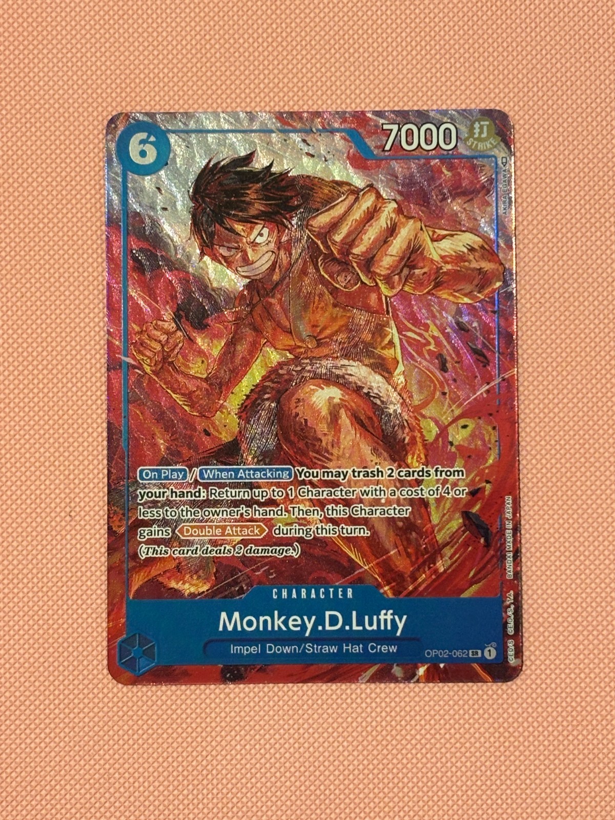 One Piece TCG Monkey D. Luffy Paramount War OP02-062 Alt Art English Card