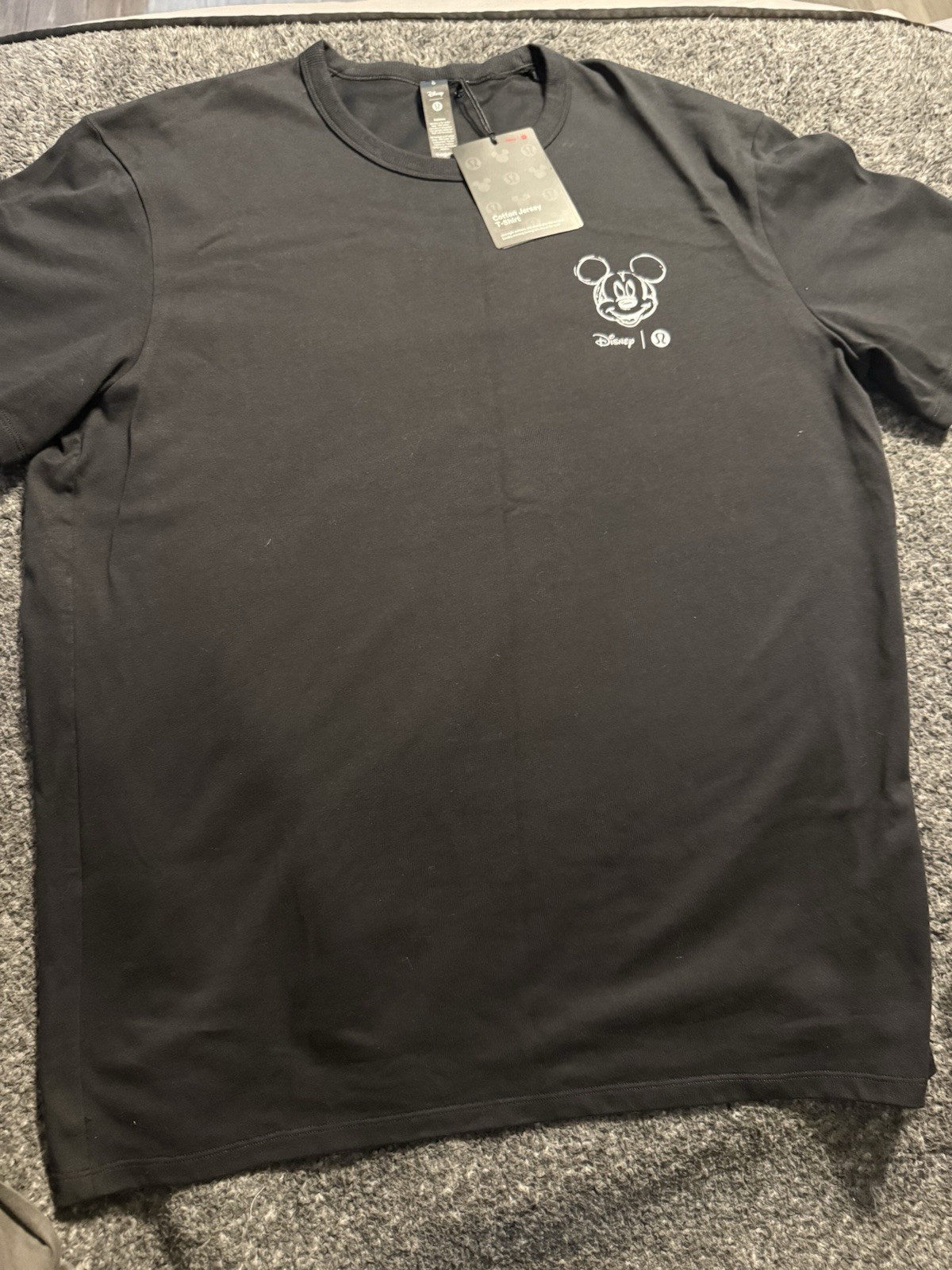 Lululemon x Disney Mickey Mouse Black Cotton Jersey T-Shirt, Adult Size L BNWT