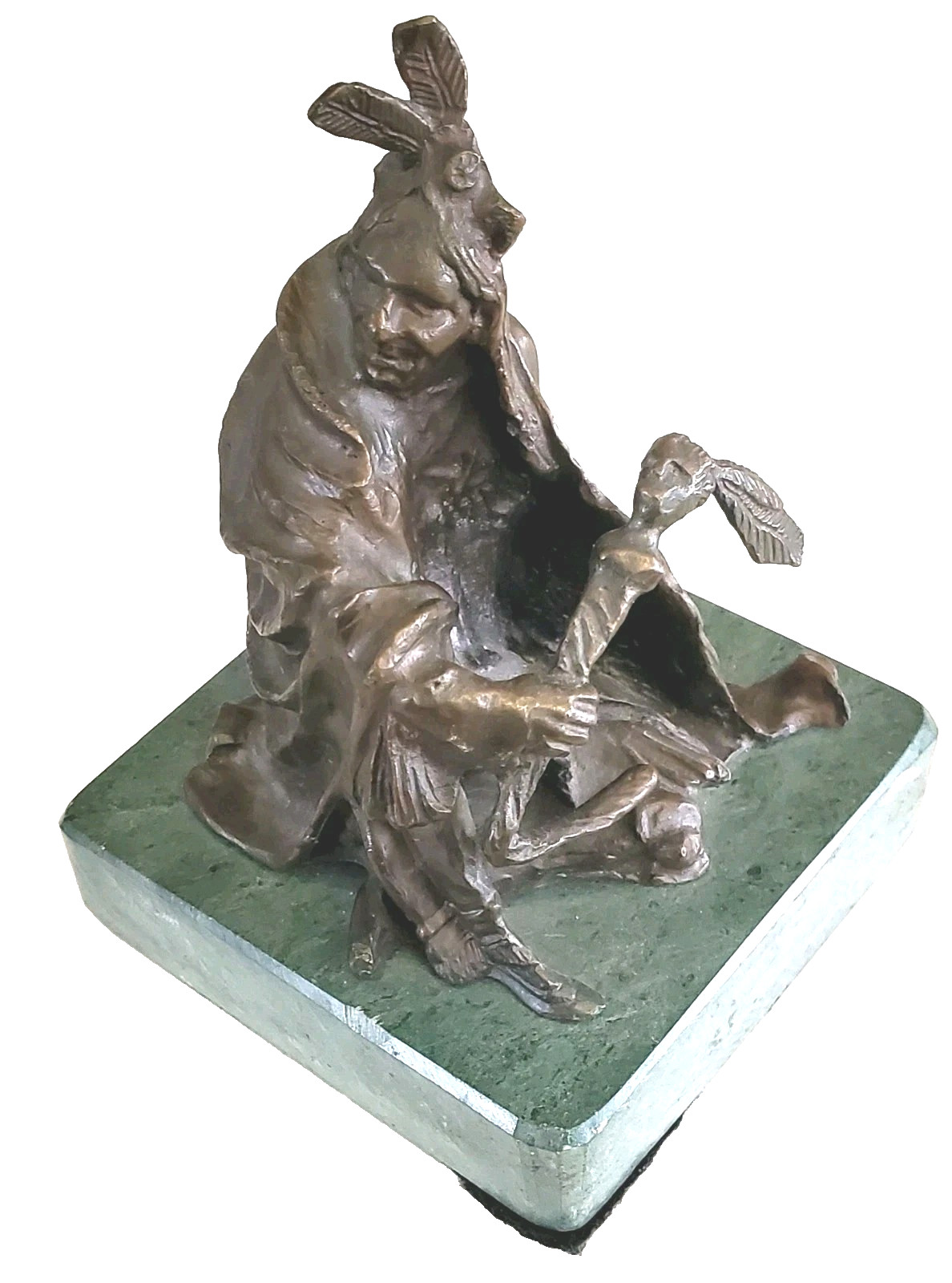 Carl Kauba (1865-1922) Seated Indian W/ Pipe Native American - Bronze Sculpture