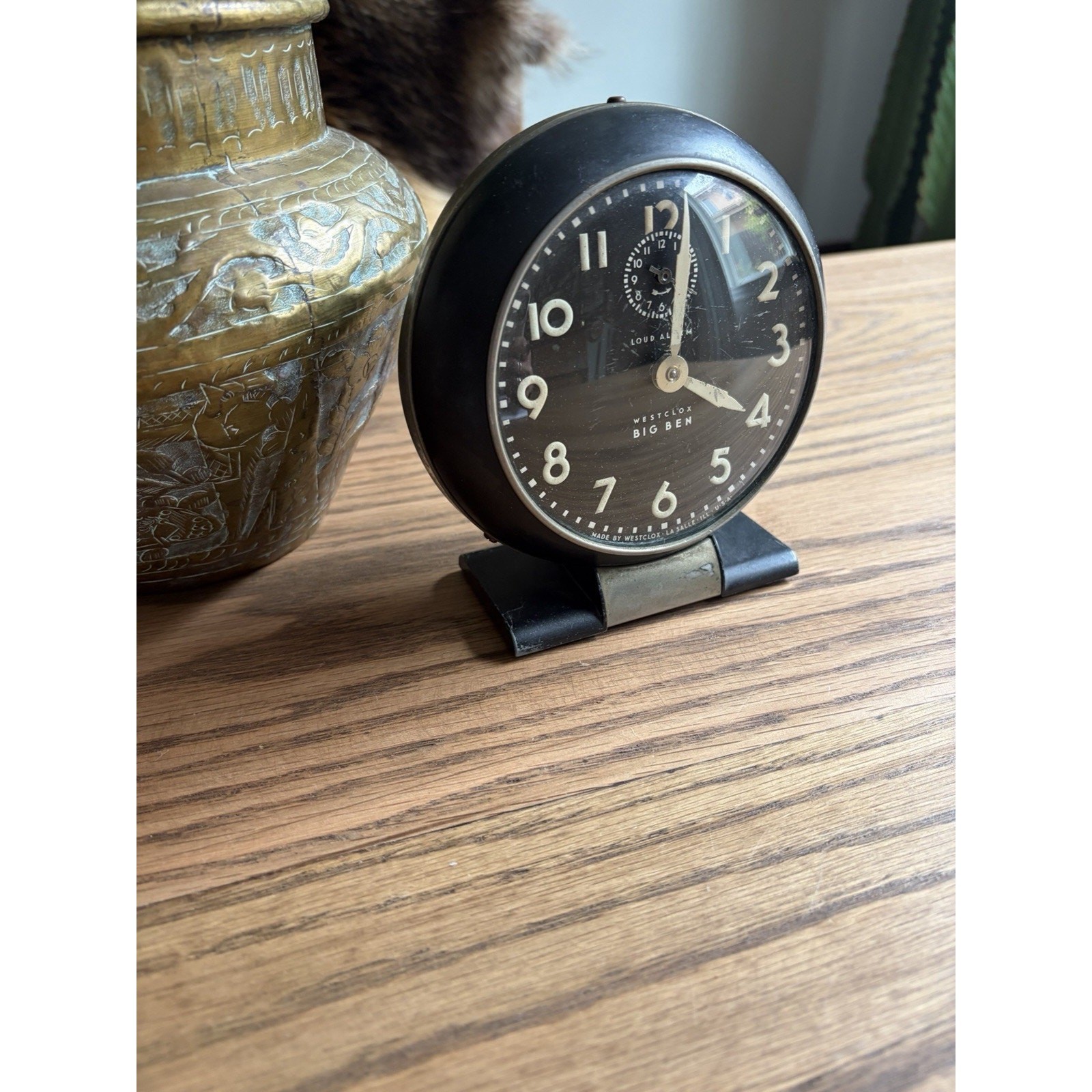 Vintage 1940s Westclox Big Ben Luminous Black Dial Style 5 \'Loud Alarm\' Clock