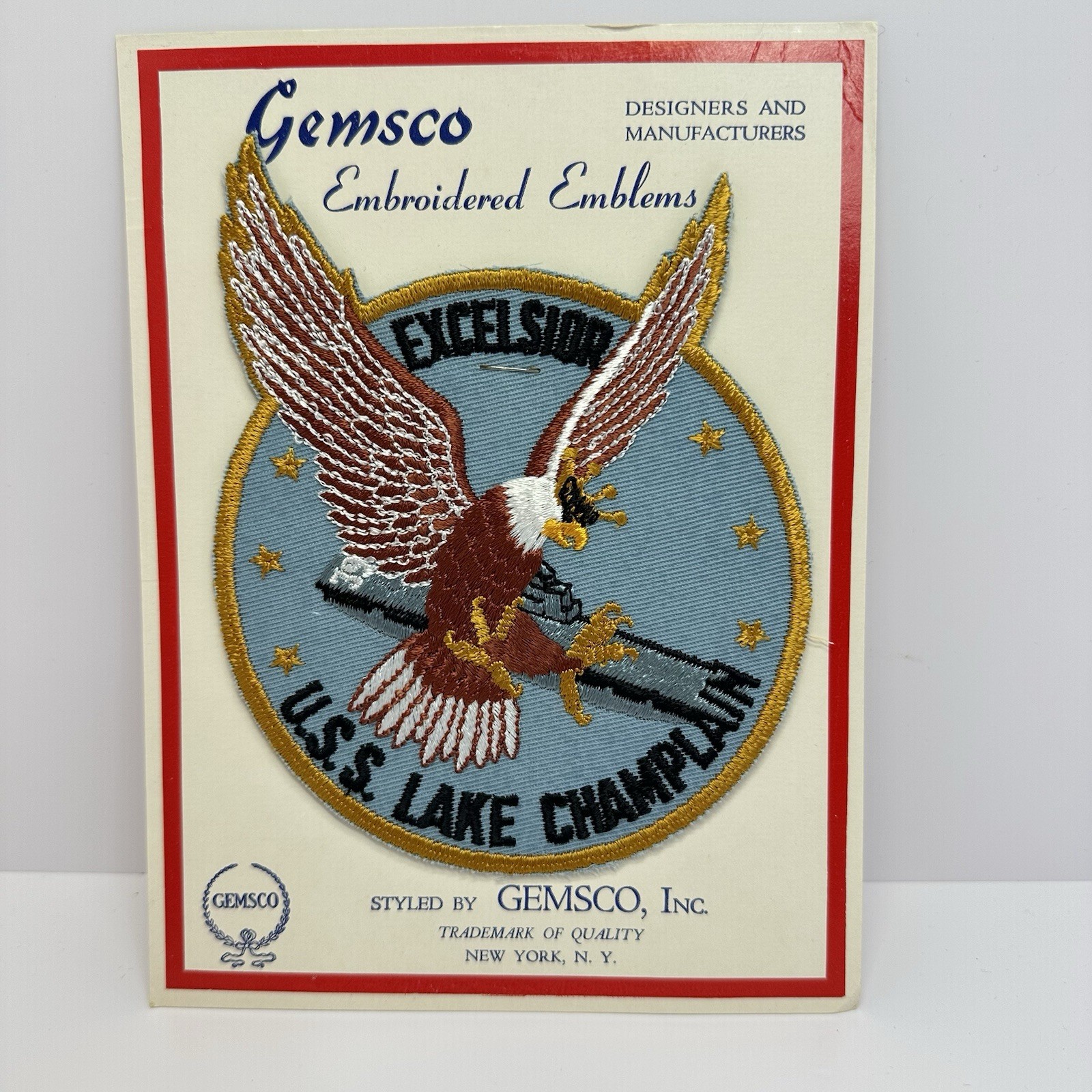 Vintage 1960s GEMSCO USS Lake Champlain Navy Aircraft Carrier Patch NOS