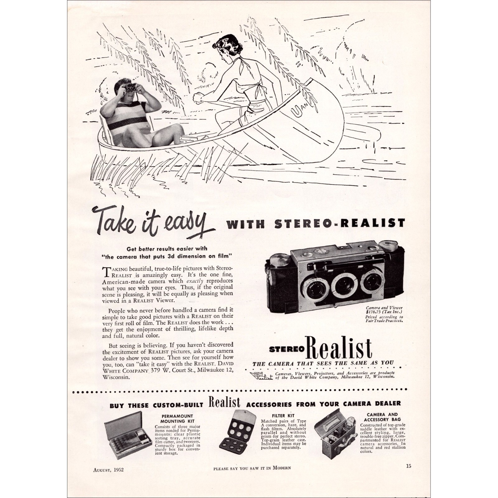 1952 Stereo Realist Cameras Original Vintage Print Ad