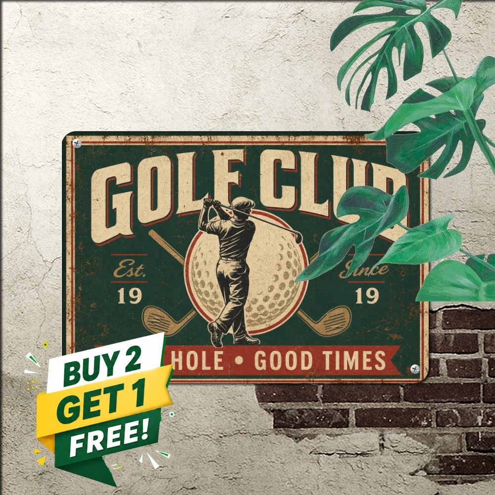 Retro Golfer Wall Art Metal Plaque Country Club Sports Decor Tin Sign 8x12 Inch