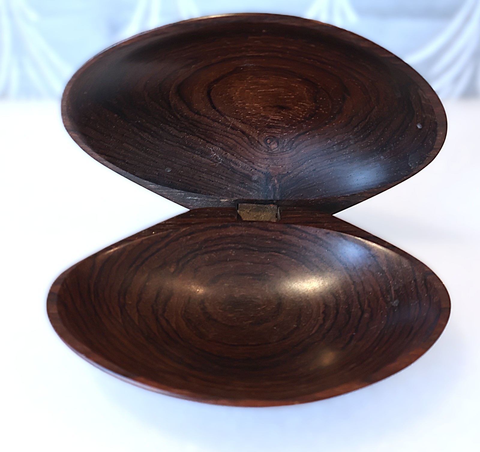Vintage Cocobolo Rosewood Trinket Box Clamshell Wood Hinged VERY RARE