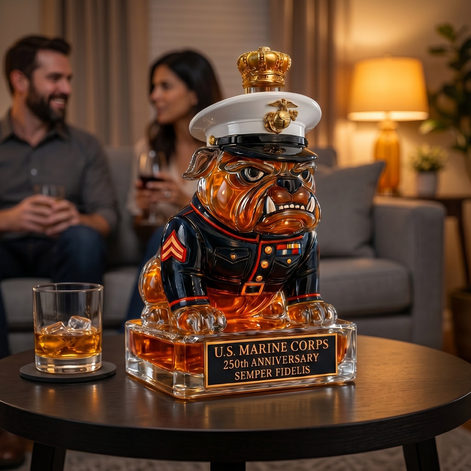 Marine Bulldog Whiskey Decanter, Military Liquor Bottle, USMC Inspired Bar Decor Marine Bulldog Whiskey Decanter, Military Liquor Bottle, USMC Inspired Bar Decor