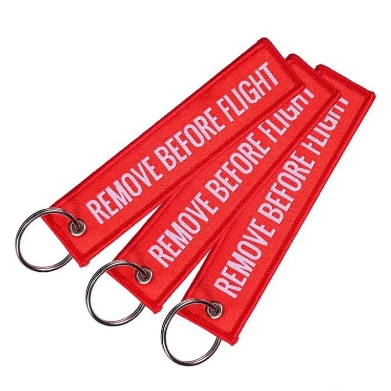 3PCS Aviation Remove Before Flight Keychain – Double Sided Embroidered Jet Tag