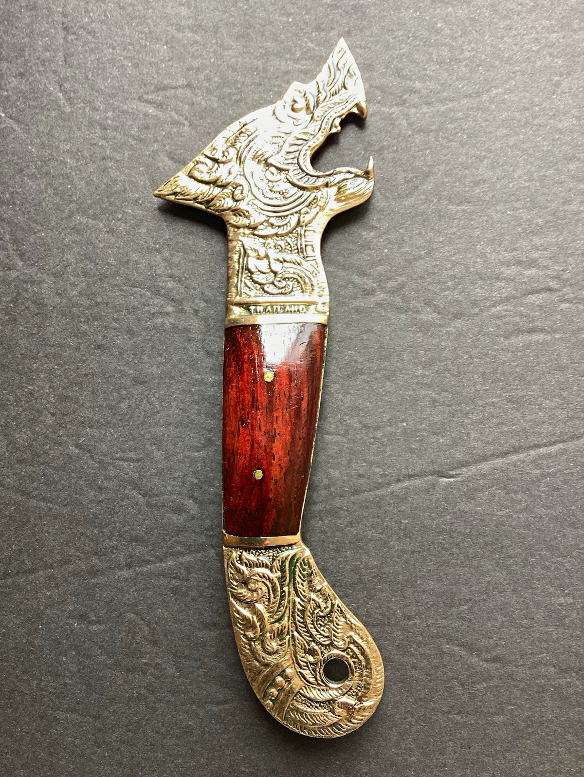 Vintage Thailand Brass and Wood Bottle Opener