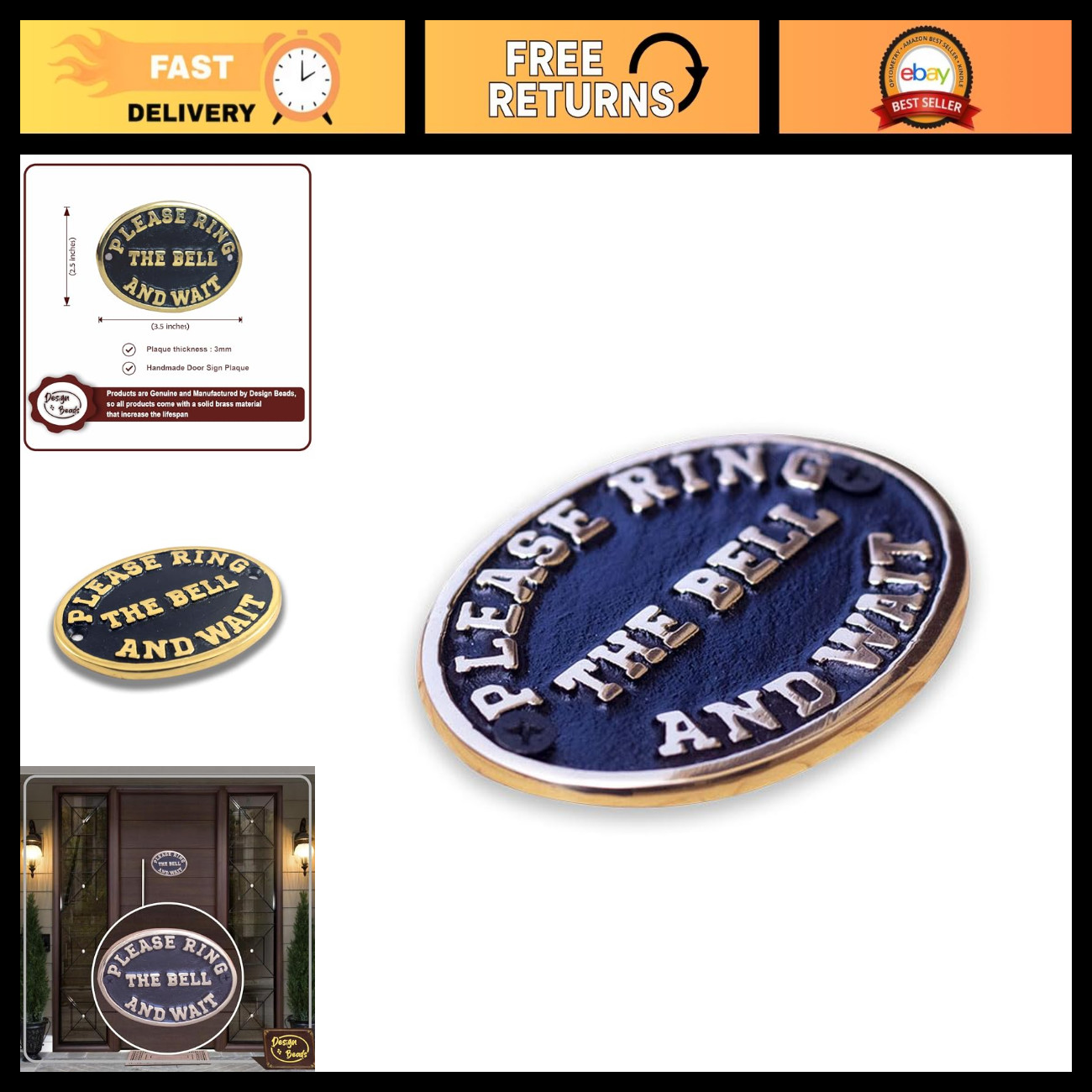 please ring doorbell sign brass the bell door oval for home metal round glass do