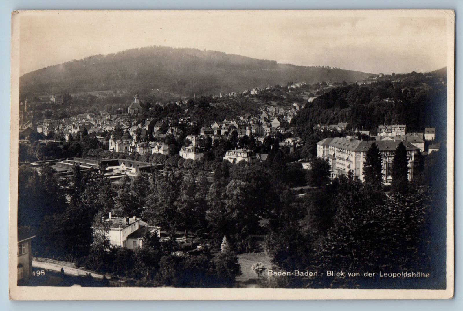 Baden-Baden Germany Postcard View from Leopoldshöhe c1920\'s RPPC Photo