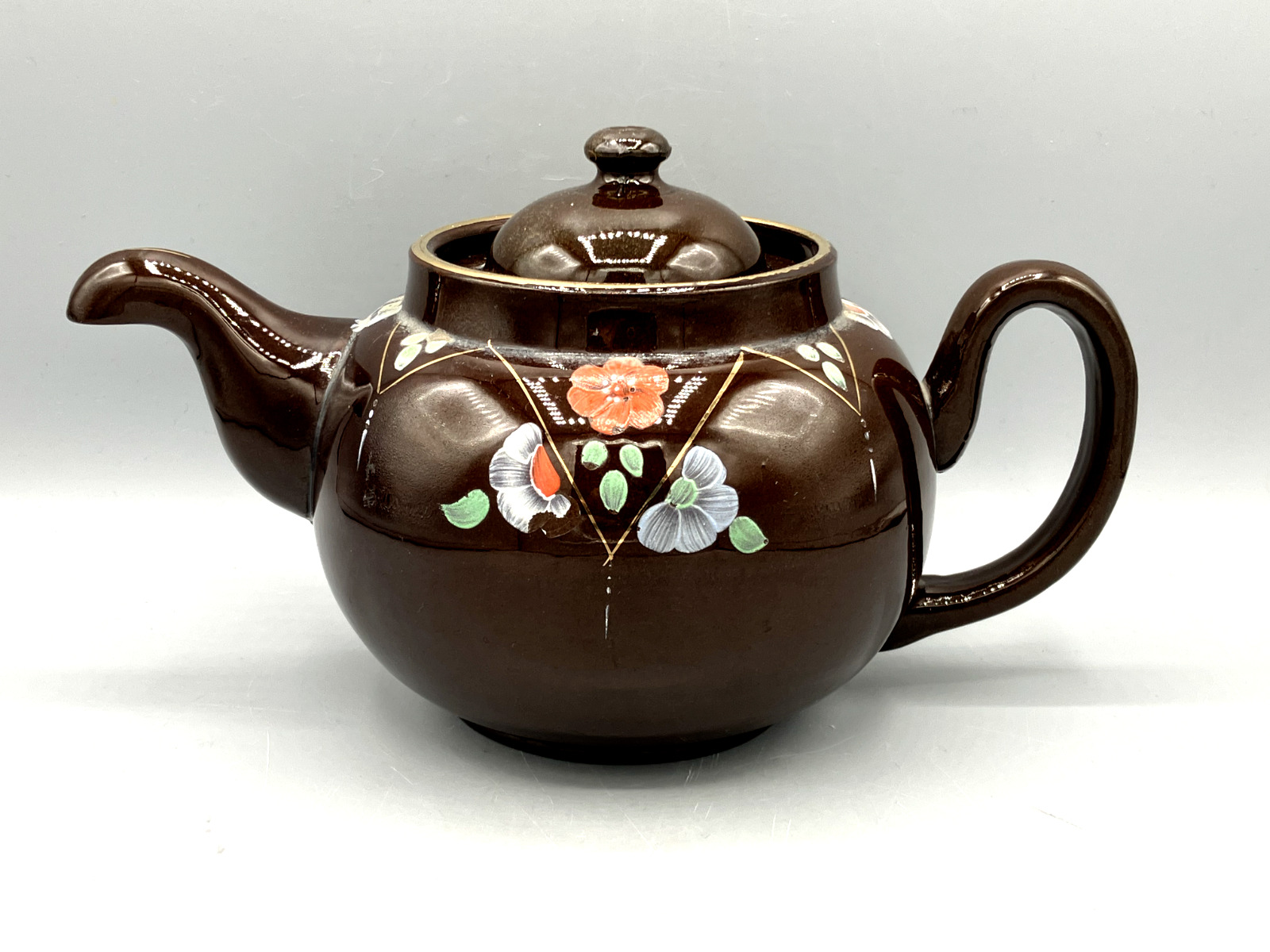 Vintage Alcock Lindley & Bloore England Hand Painted Teapot with Downturn Spout