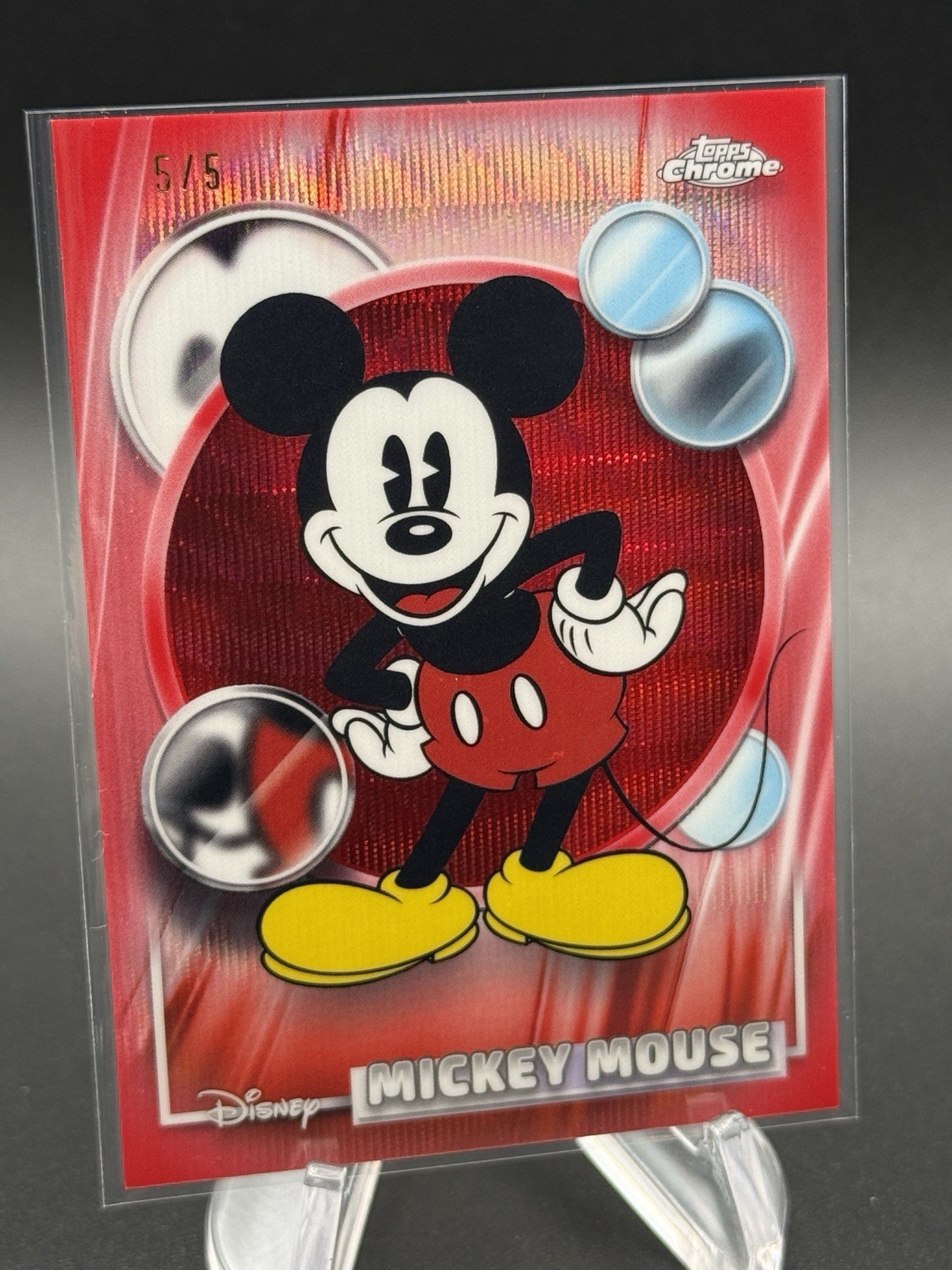 Topps 2026 Chrome Disney Mickey Mouse Red Wave 5/5 - Pack Fresh Grade Ready