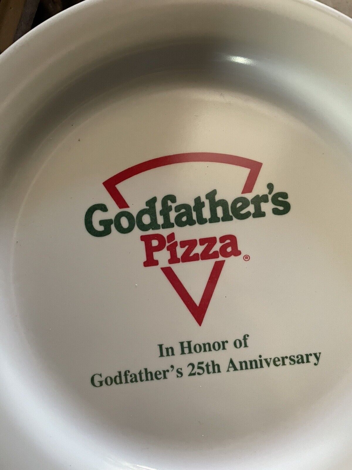 Godfather\'s Pizza Restaurant 25th anniversary, 1985 vintage 10” Plate USA Made