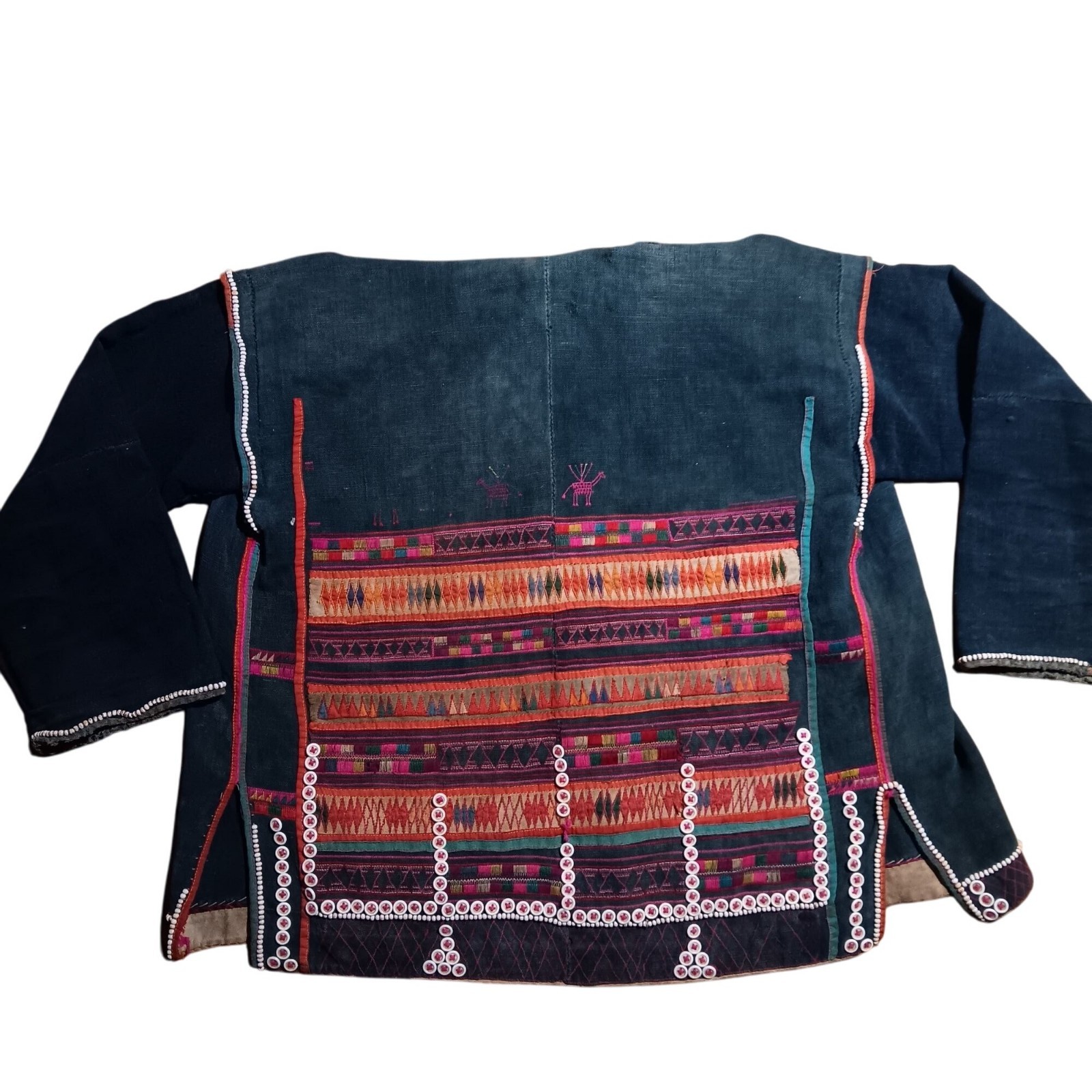 Small Vintage Antique Akha Hill Tribe Jacket Handwoven Embroidered