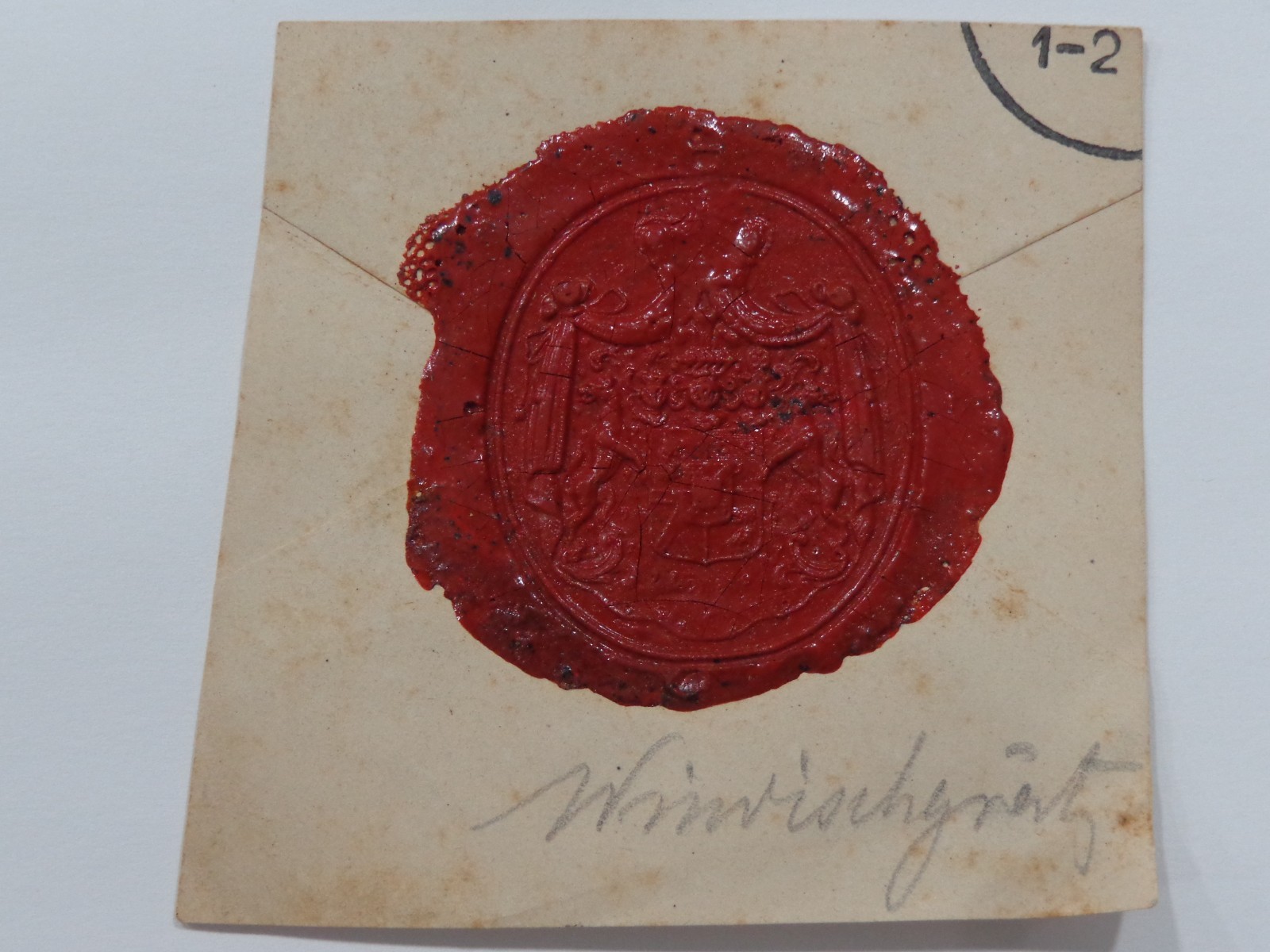 1800'S WAX SEAL COAT OF ARMS HOUSE OF WINDISCH-GRAETZ SLOVENE-AUSTRIAN NOBILITY