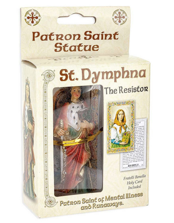 St. Dymphna Statue, Hand Painted Gold Leaf Accents 4\
