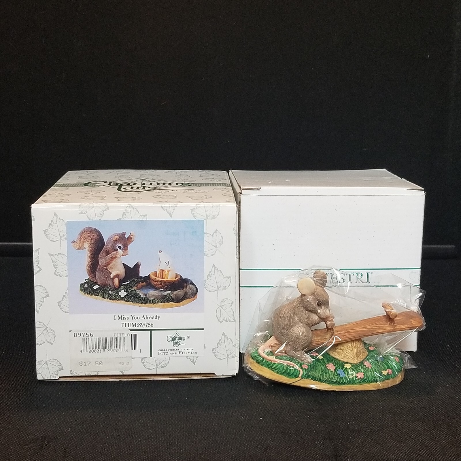 Vtg 1990's Charming Tails Figurine 2 Lot Fitz & Floyd Silvestri #1