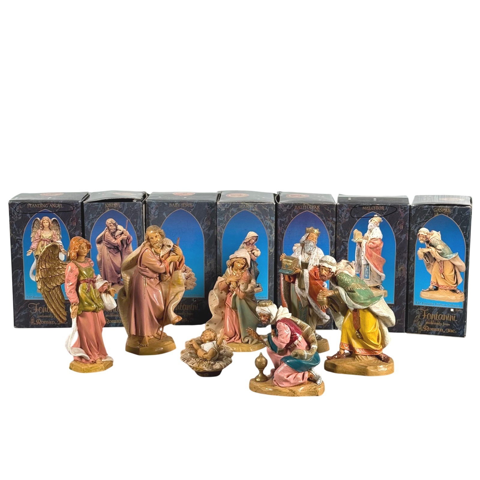 7pc 1993 Fontanini Heirloom Nativity Set Polymer Made in Italy 7.5